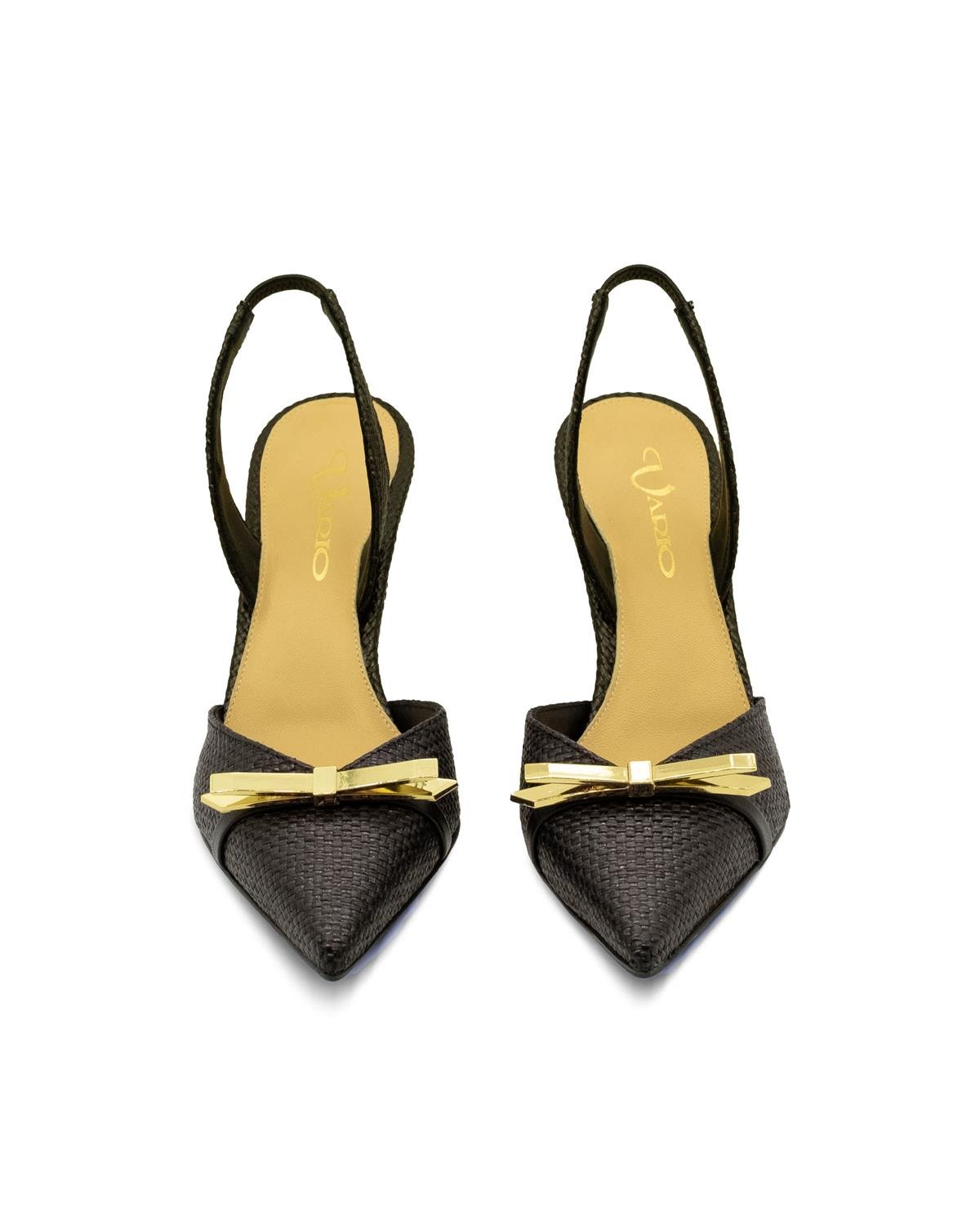 VARIO3025-1VARIO Sivri Burun Slingback Stiletto Kadın Topuklu Ayakkabı 040 NERO (Siyah)