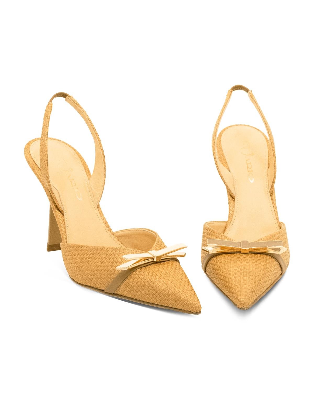 VARIO3025-1VARIO Sivri Burun Slingback Stiletto Kadın Topuklu Ayakkabı 894 CAMMELLO