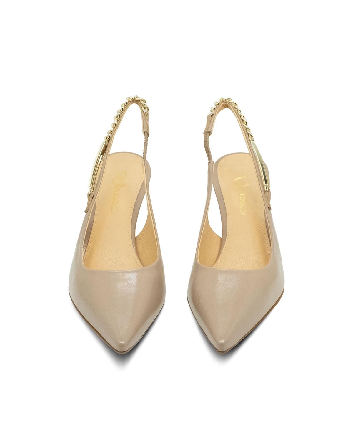 VARIO3147VARIO Hakiki Parlak Deri Slingback Topuklu Ayakkabı Z643 VERLUX SABBIA (KUM)