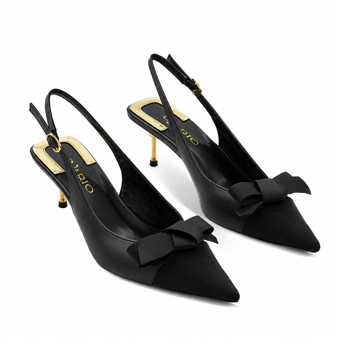 VARIO4325VARIO Hakiki deri sivri burunlu alçak topuklu ayakkabı 053 SIYAH (Black)