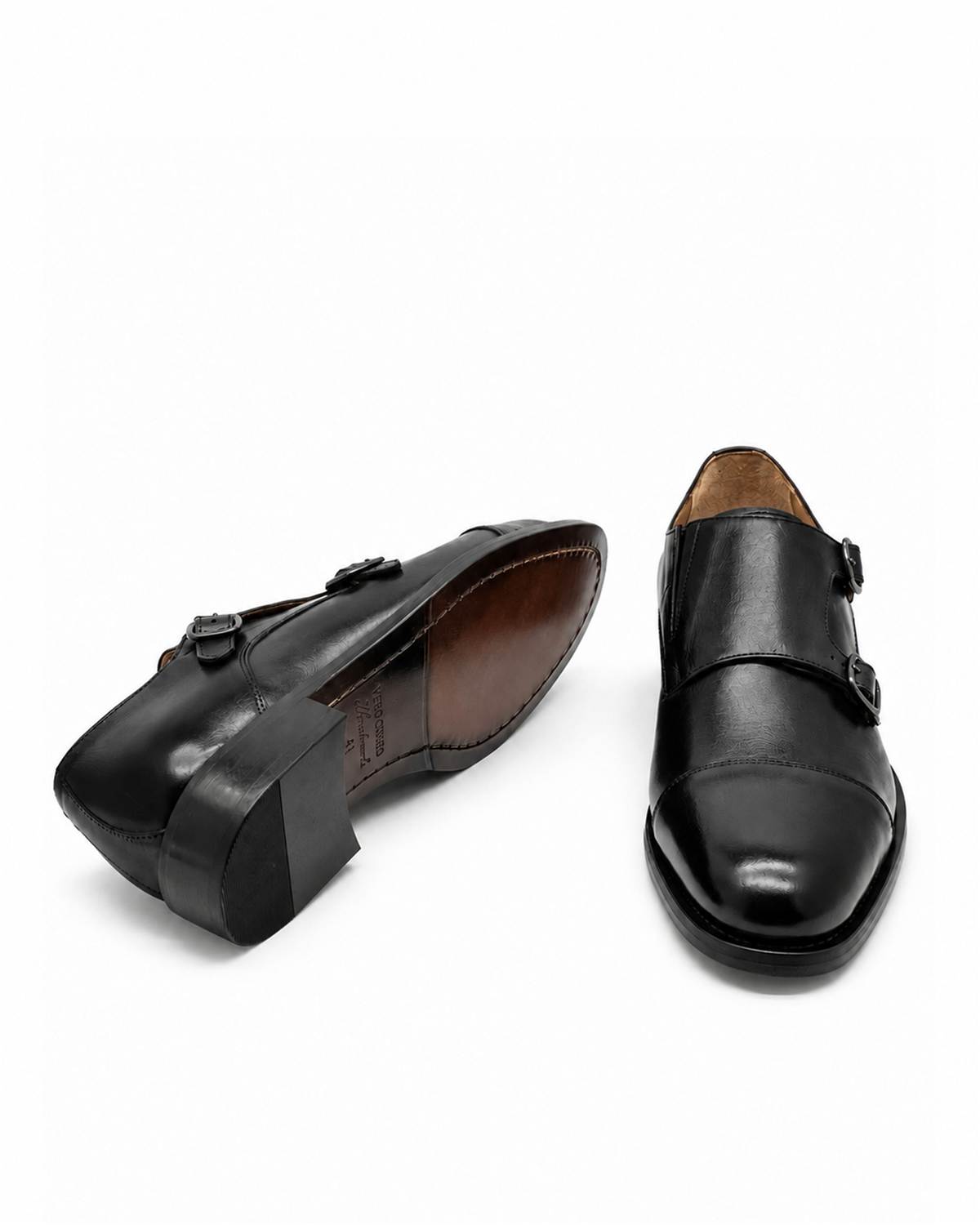 VARIO449-06VARIO Hakiki Deri Çift Tokalı Erkek Ayakkabı 053 SIYAH (Black)