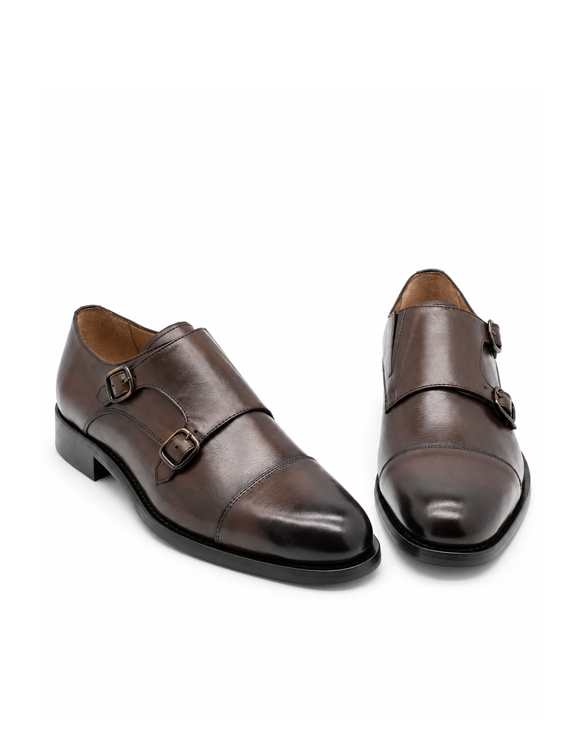 VARIO449-06VARIO Hakiki Deri Çift Tokalı Erkek Ayakkabı 165 KAHVE (BROWN)
