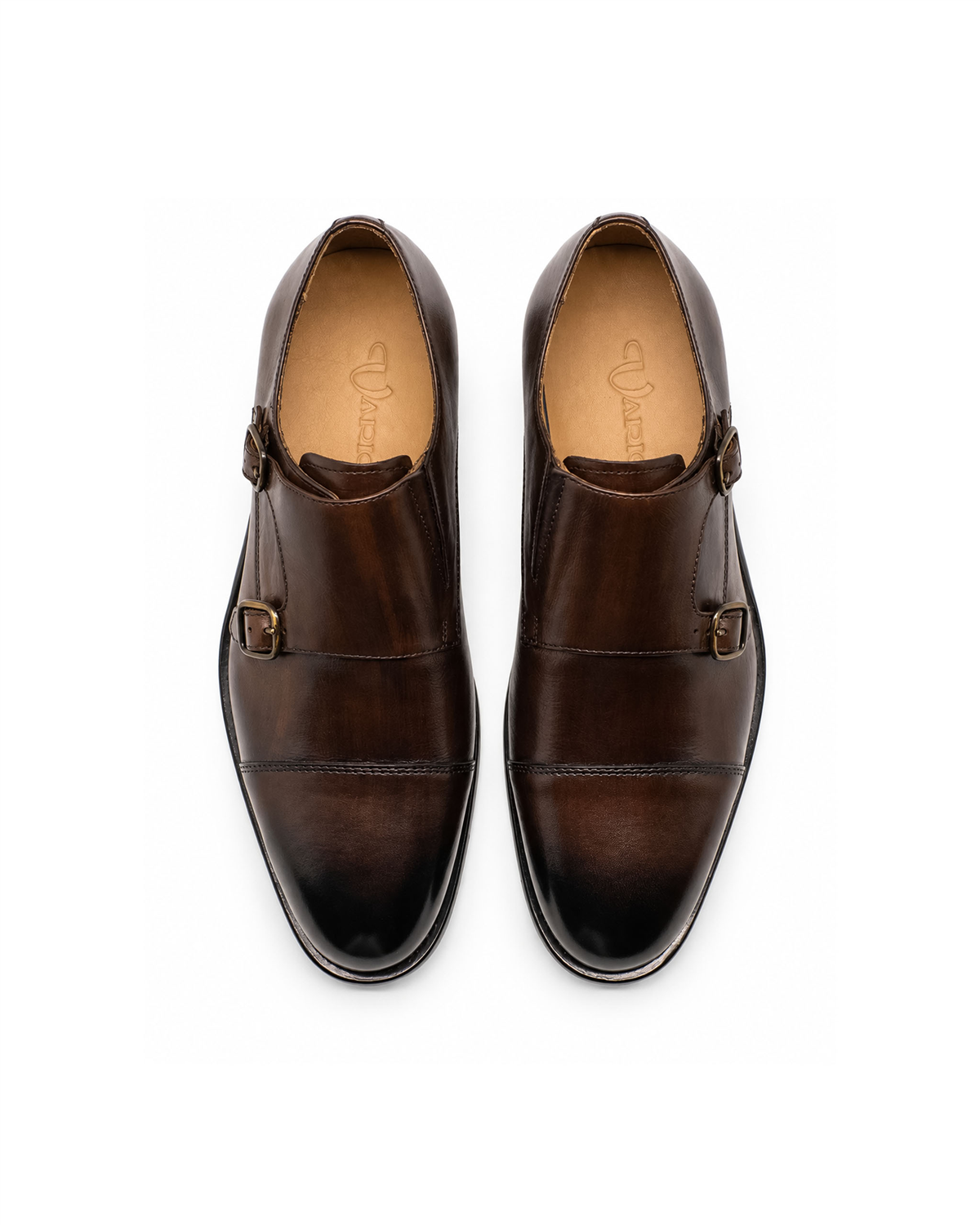 VARIO449-06VARIO Hakiki Deri Çift Tokalı Erkek Ayakkabı 165 KAHVE (BROWN)