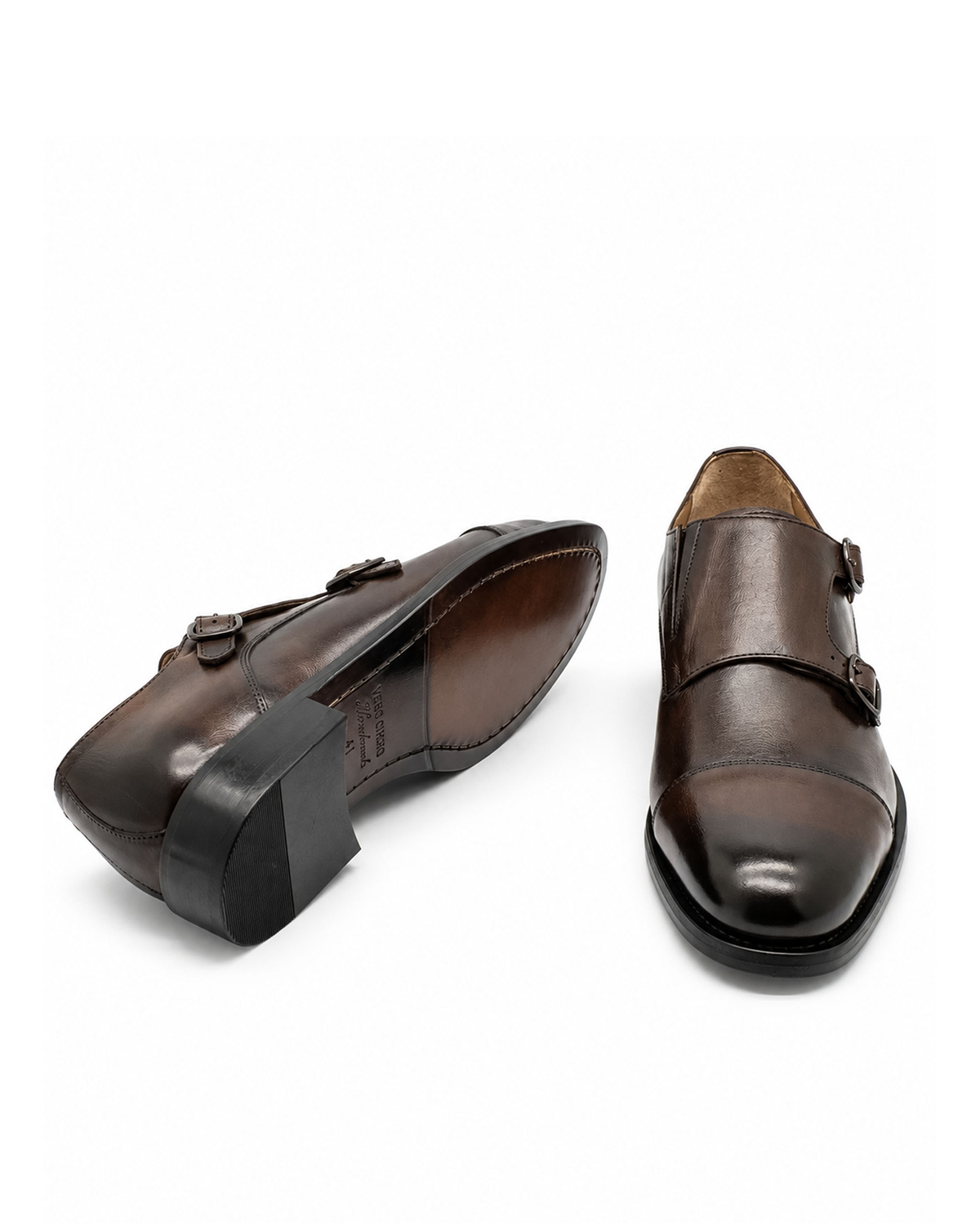 VARIO449-06VARIO Hakiki Deri Çift Tokalı Erkek Ayakkabı 165 KAHVE (BROWN)