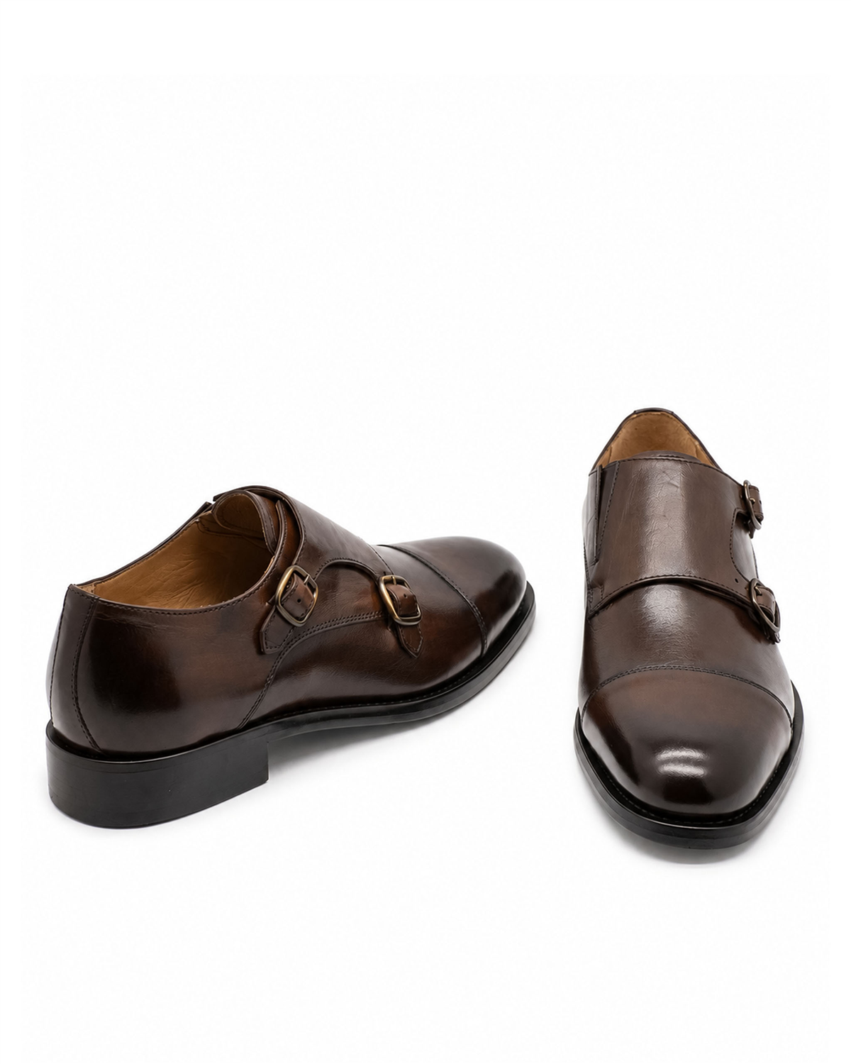 VARIO449-06VARIO Hakiki Deri Çift Tokalı Erkek Ayakkabı 165 KAHVE (BROWN)