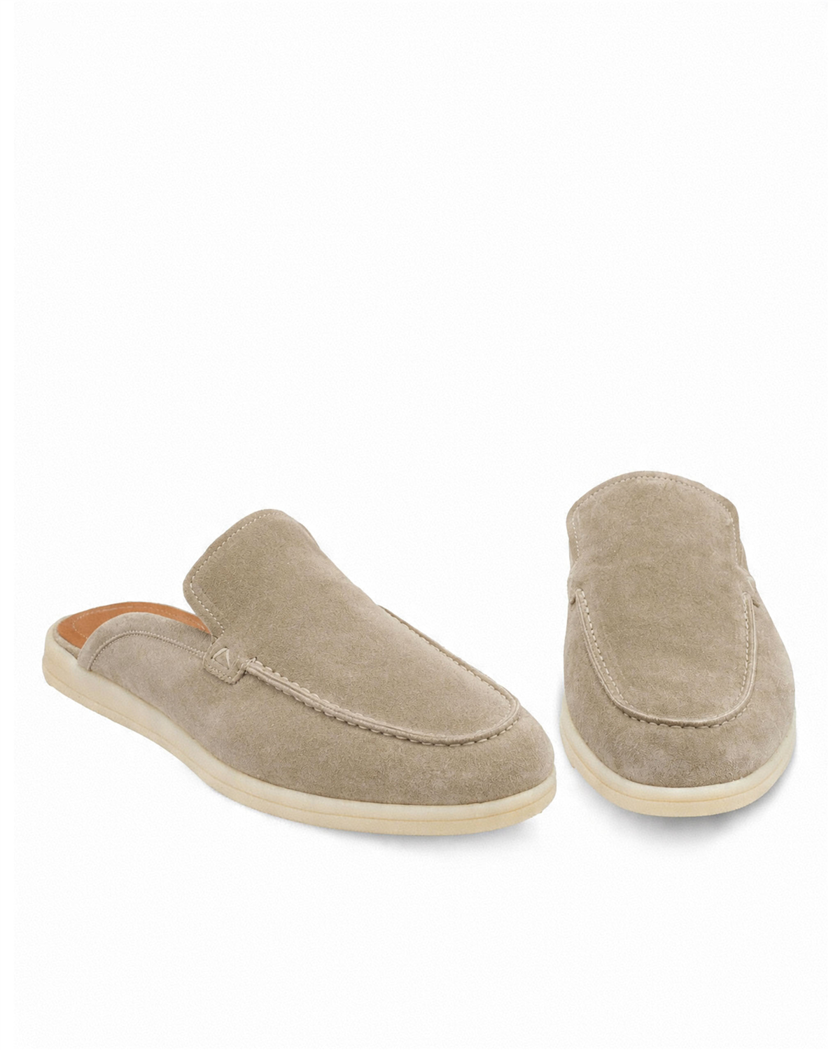 VARIO491-1VARIO Hakiki Deri Erkek Terlik Loafer R85 VIZON SUET(Mink Suede)