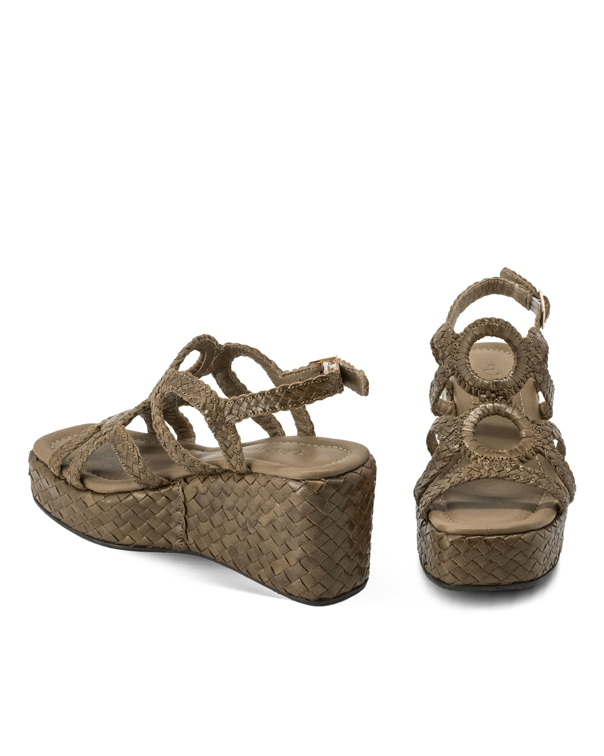 VARIOANKARA-1VARIO Hakiki Deri El Örgü Platform Topuklu Ayakkabı Z359 VİZON ÖRGÜ (Mink Knitting)