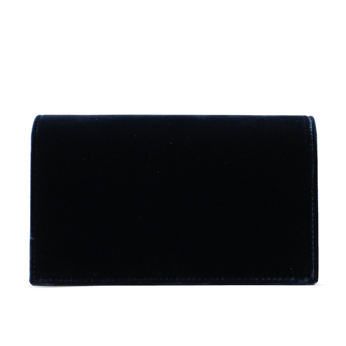 VARIOCNT033VARIO Kadife Zincir Askılı Taş Detaylı Abiye Çanta Z642 LACİVERT KADİFE (Navy Velvet)