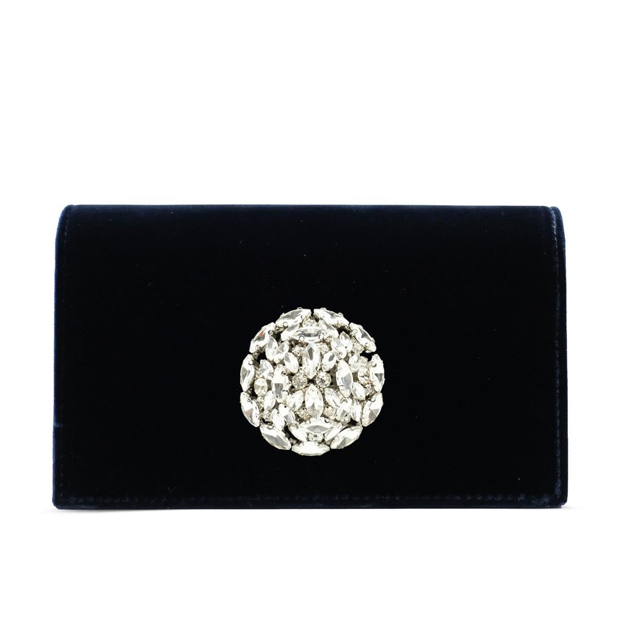 VARIOCNT033VARIO Kadife Zincir Askılı Taş Detaylı Abiye Çanta Z642 LACİVERT KADİFE (Navy Velvet)