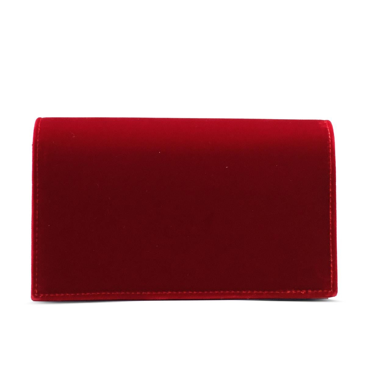 VARIOCNT033VARIO Kadife Zincir Askılı Taş Detaylı Abiye Çanta Z640 KIRMIZI KADİFE (Red Velvet)