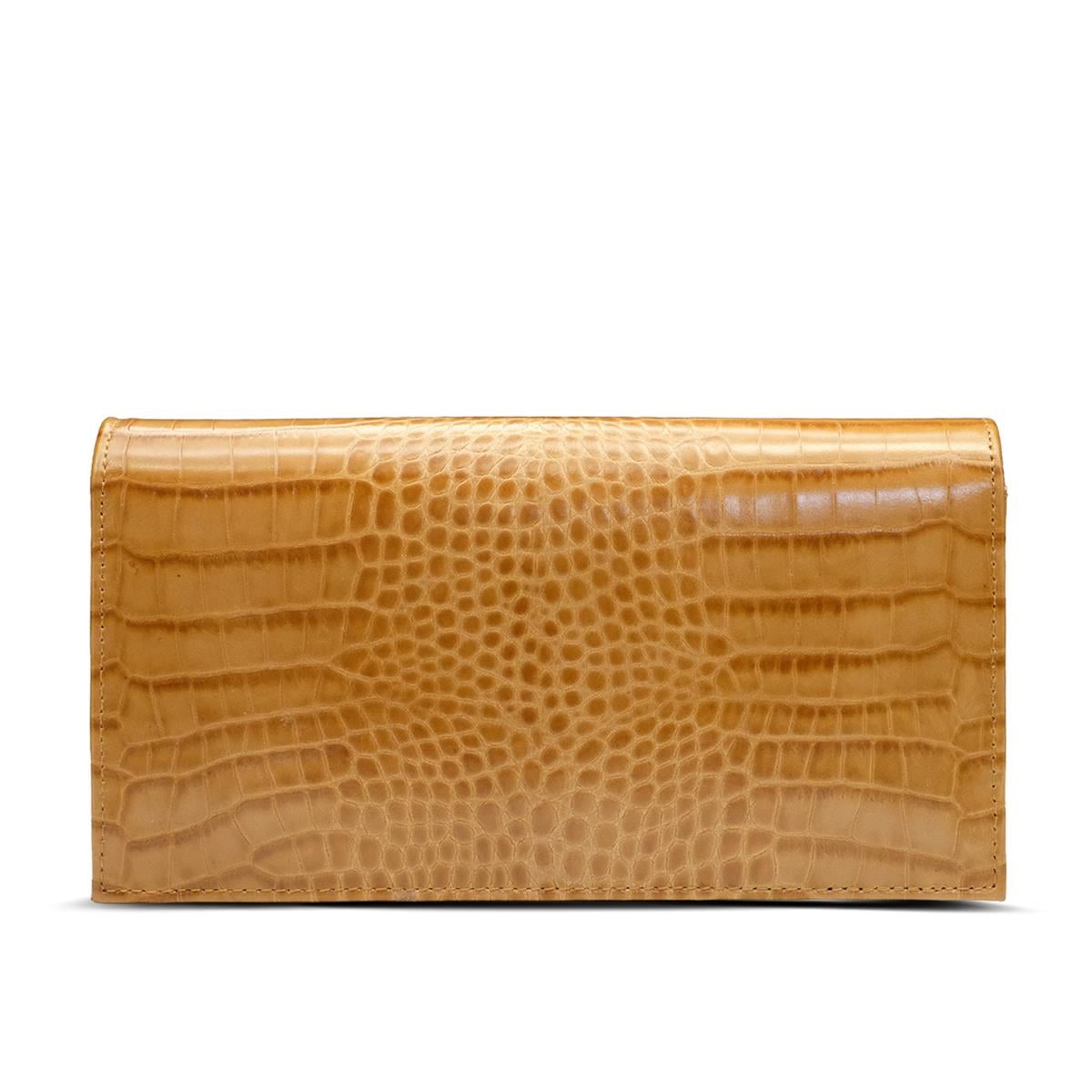 VARIOCNT034VARIO Hakiki Deri Kroko Baskı Abiye Çanta Z148 TABA BASKI KROKO (Tan Leather Crocodile Print)