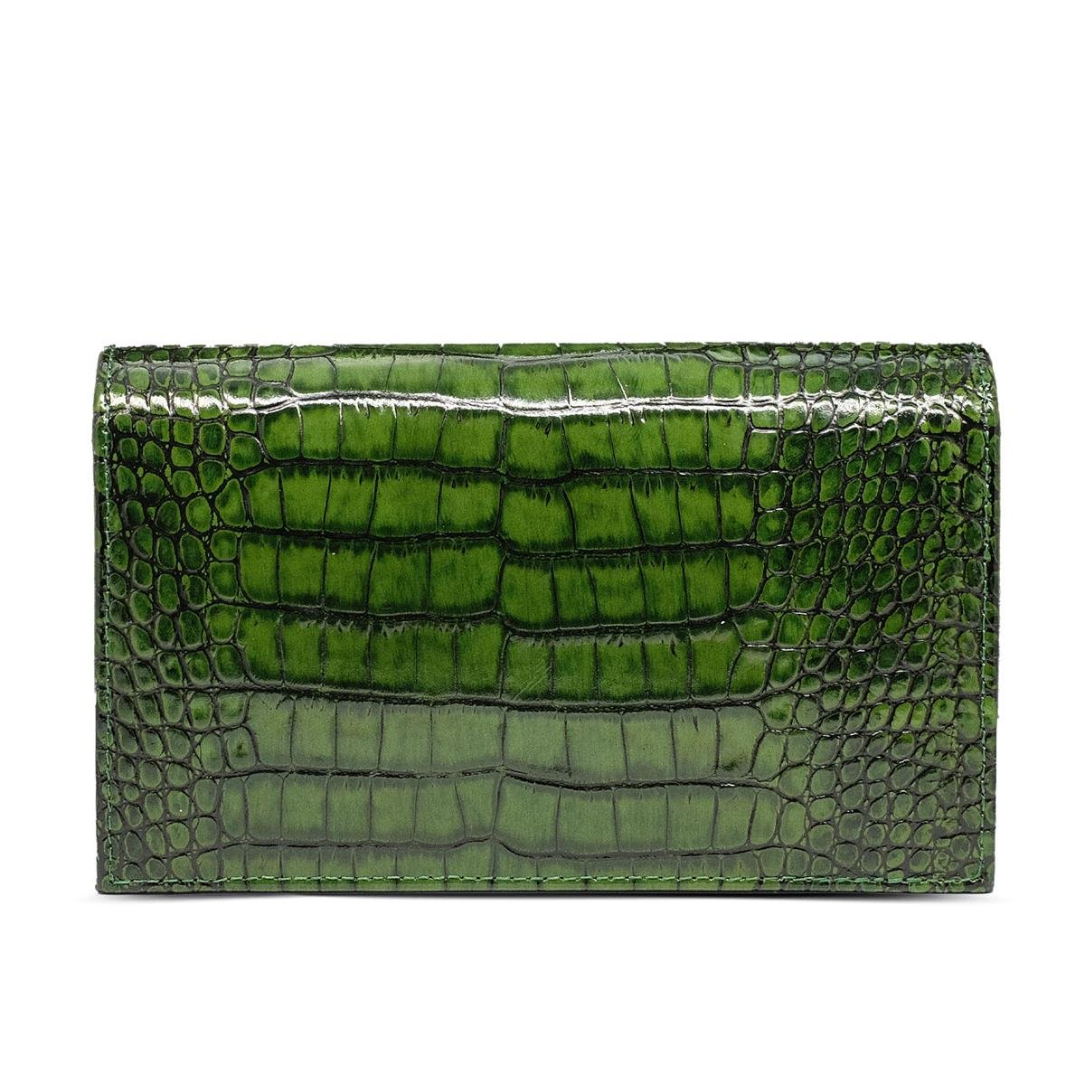 VARIOCNT035VARIO Hakiki Deri Kroko Baskı Abiye Çanta Z189 YEŞİL BASKI KROKO (Green Leather Print Crocodile)