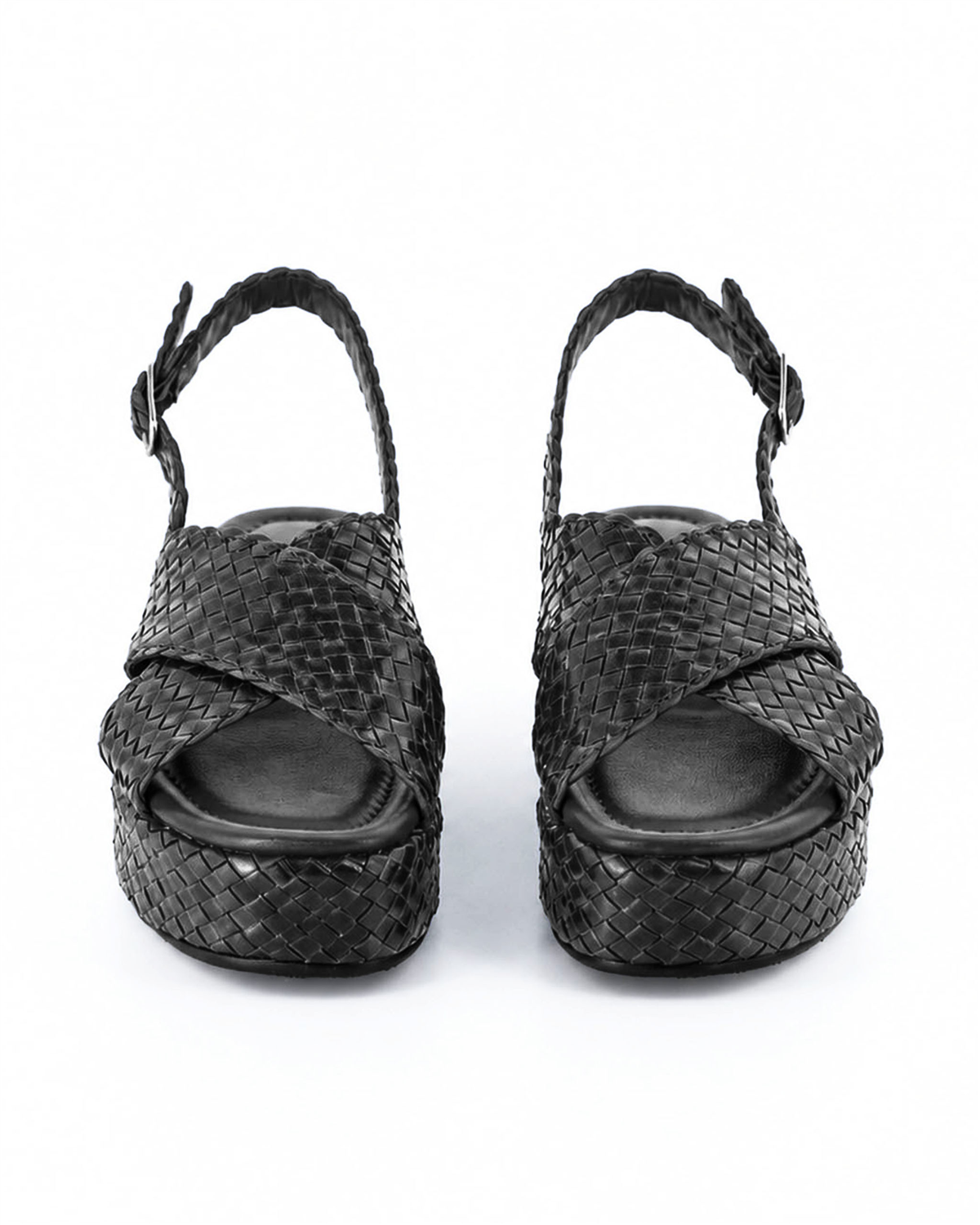 VARIOİZMİRVARIO Hakiki Deri Örgü Platform Sandalet Z139 Siyah Örgü (Black Knitting)