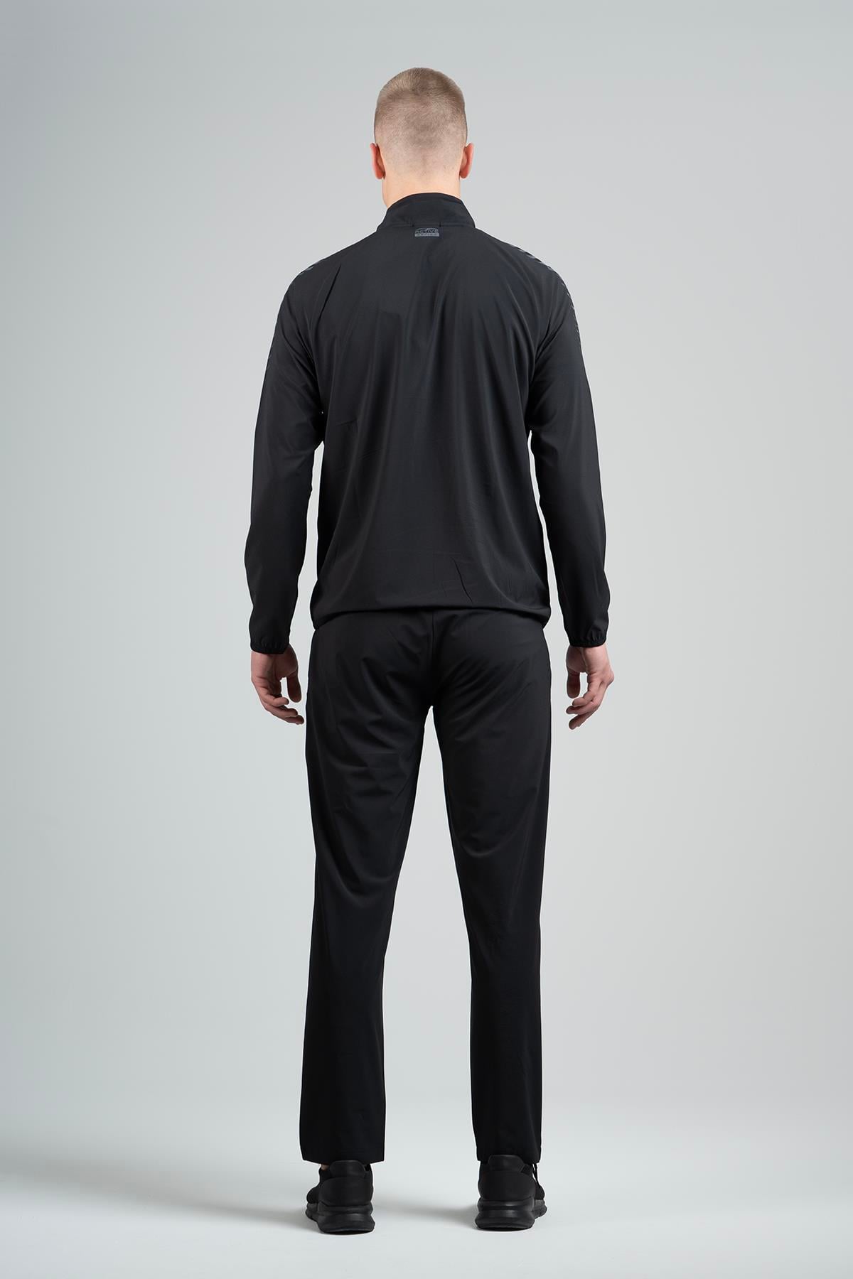 Maraton Active Comfort Erkek Dik Yaka Dar Paça Reglan Kol Antrenman Siyah Eşofman Takımı 22663