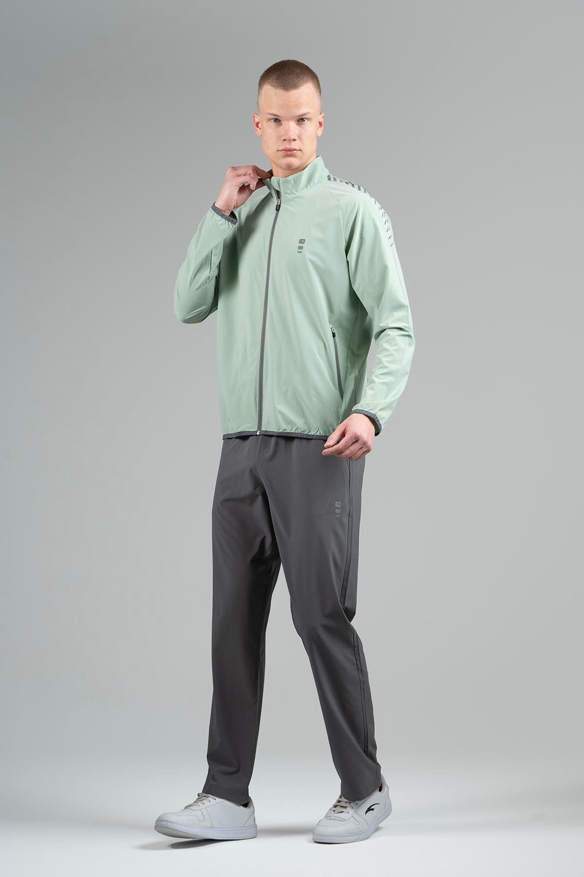 Maraton Active Comfort Erkek Dik Yaka Dar Paça Reglan Kol Antrenman Su Yeşili Eşofman Takımı 22663
