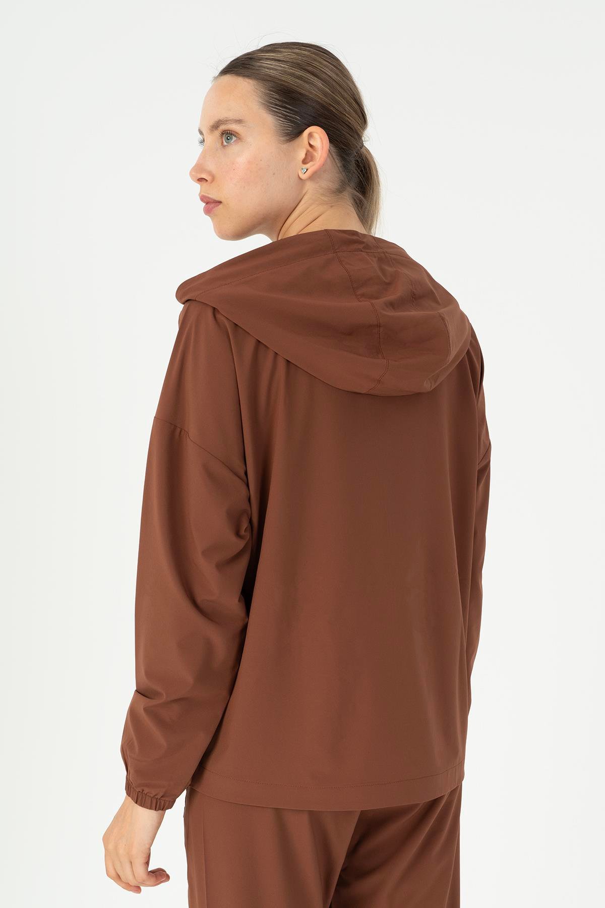 Maraton Active Comfort Kadın Kapşonlu  Düşük Kol Training  Tracktop 23265