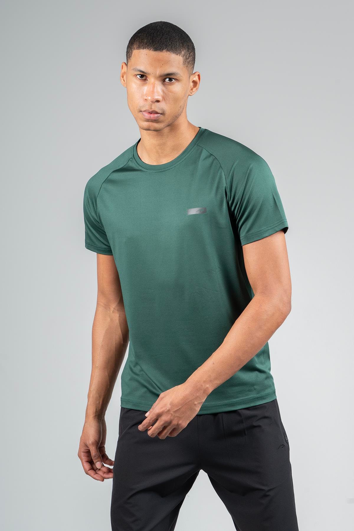 Maraton Active Regular Erkek Bisiklet Yaka  Reglan Kol Koşu Yeşil T-shirt 22750