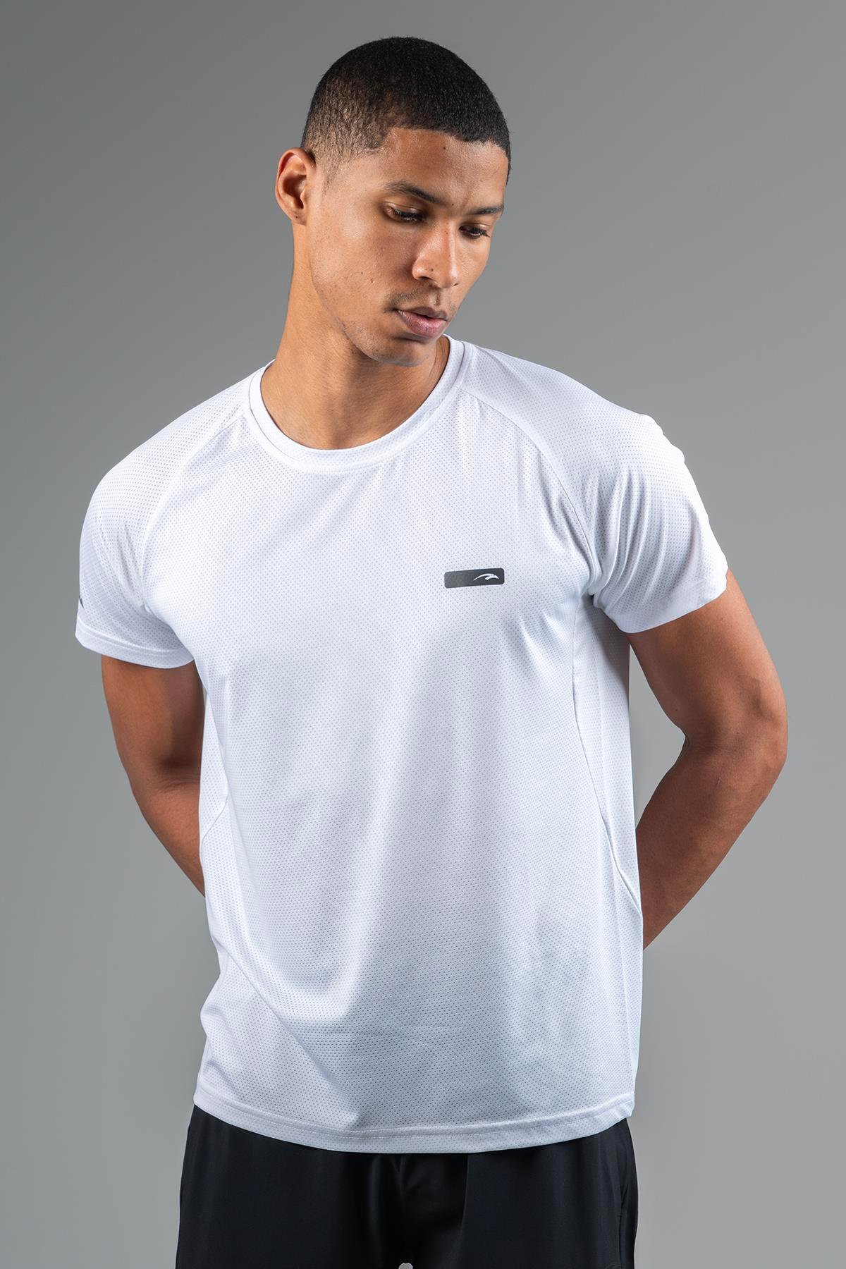 Maraton Active Regular Erkek Bisiklet Yaka  Reglan Kol Koşu Beyaz T-shirt 22750