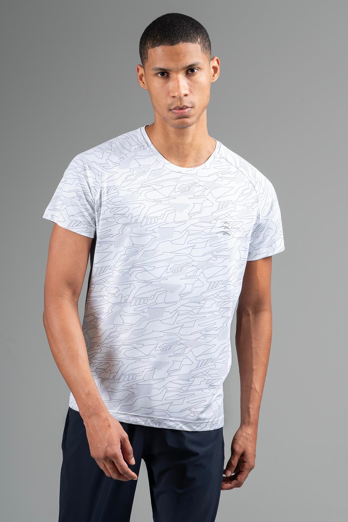 Maraton Active Regular Erkek Bisiklet Yaka  Reglan Kol Koşu Ekru T-shirt 22753