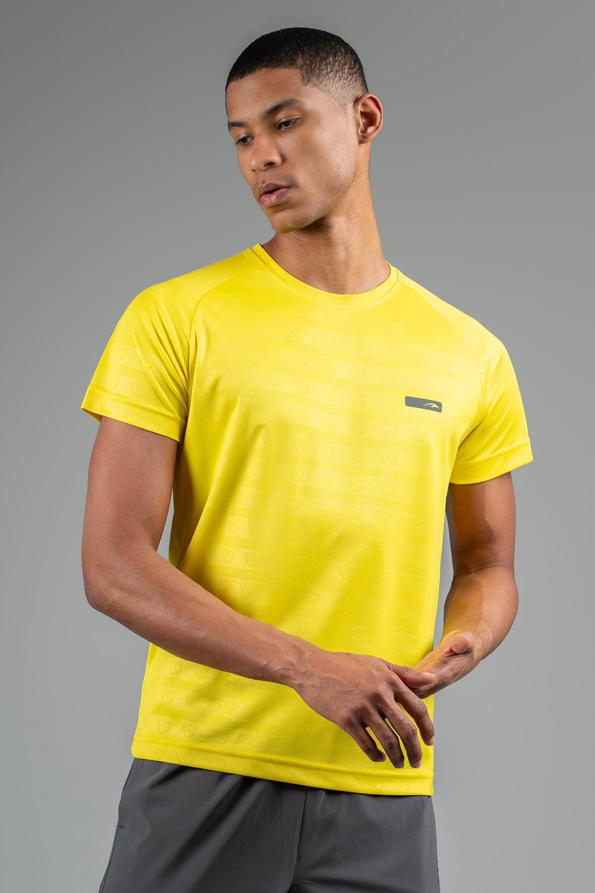 Maraton Active Regular Erkek Bisiklet Yaka  Reglan Kol Koşu Sarı T-shirt 22742