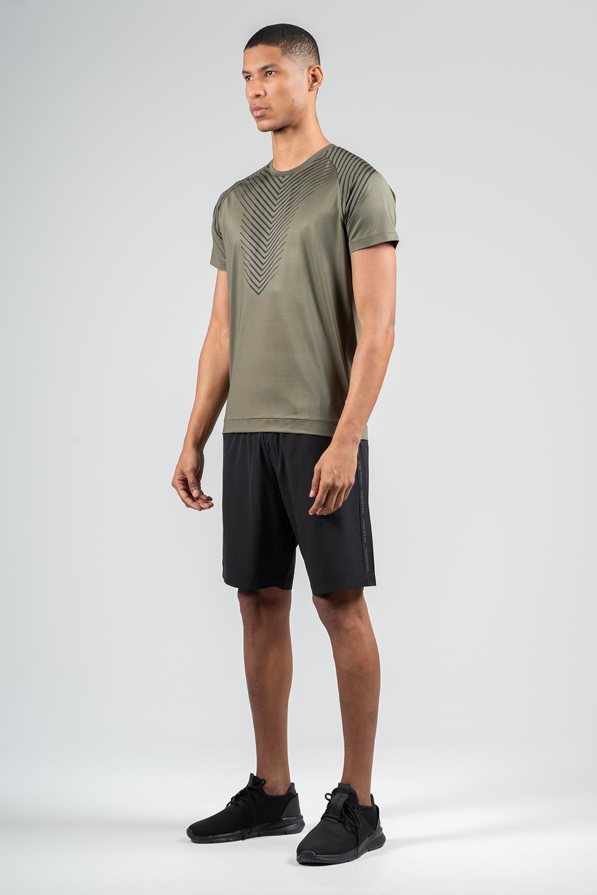 Maraton Active Regular Erkek Bisiklet Yaka  Reglan Kol Koşu Açık Haki T-shirt 23219