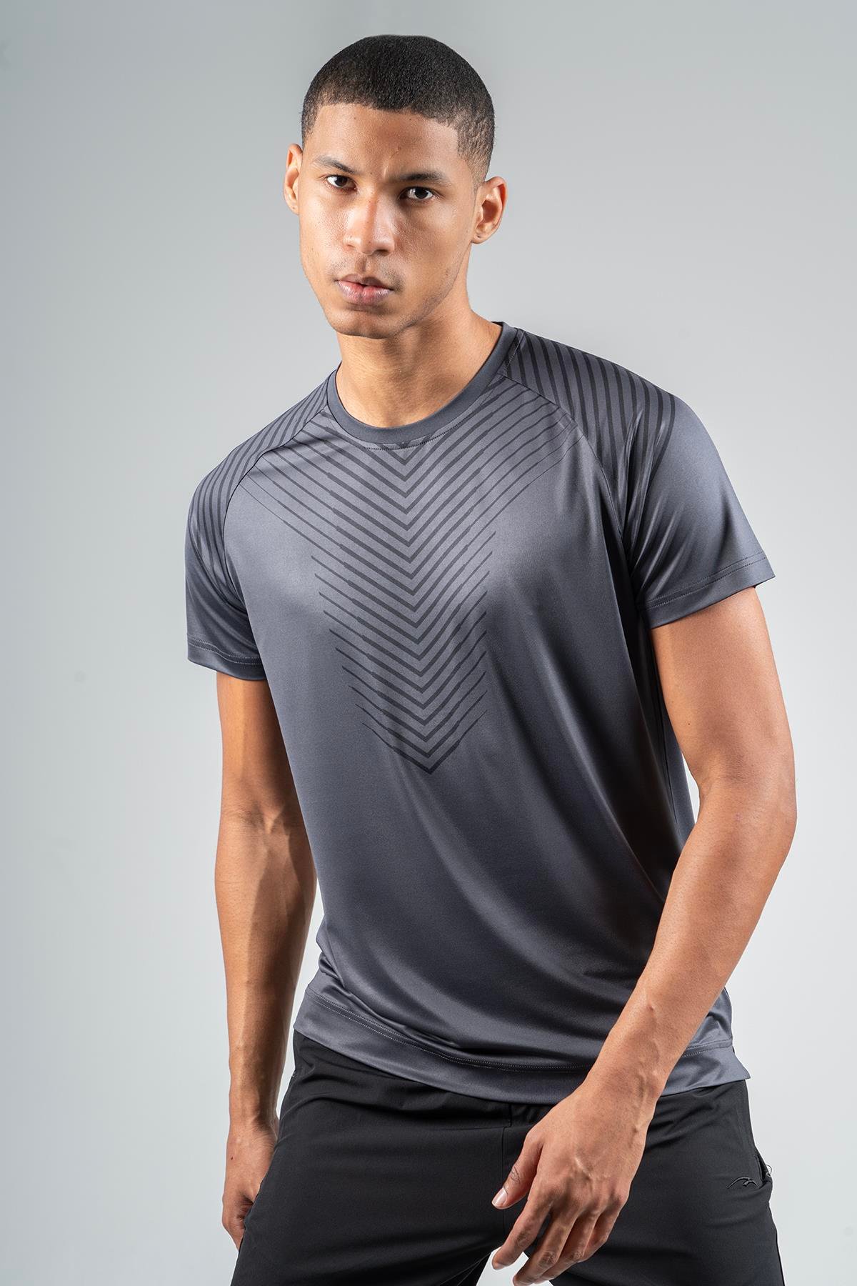 Maraton Active Regular Erkek Bisiklet Yaka  Reglan Kol Koşu Antrasit T-shirt 23219
