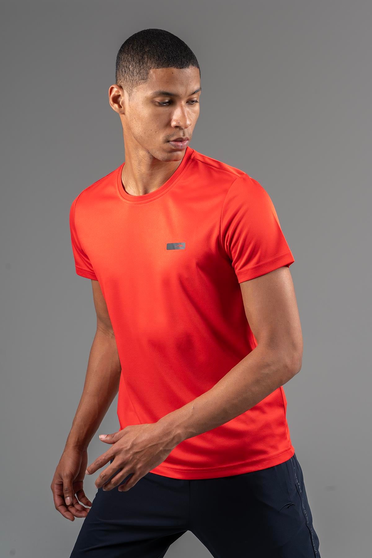 Maraton Active Regular Erkek Bisiklet Yaka  Kısa Kol Koşu Kırmızı T-shirt 22748