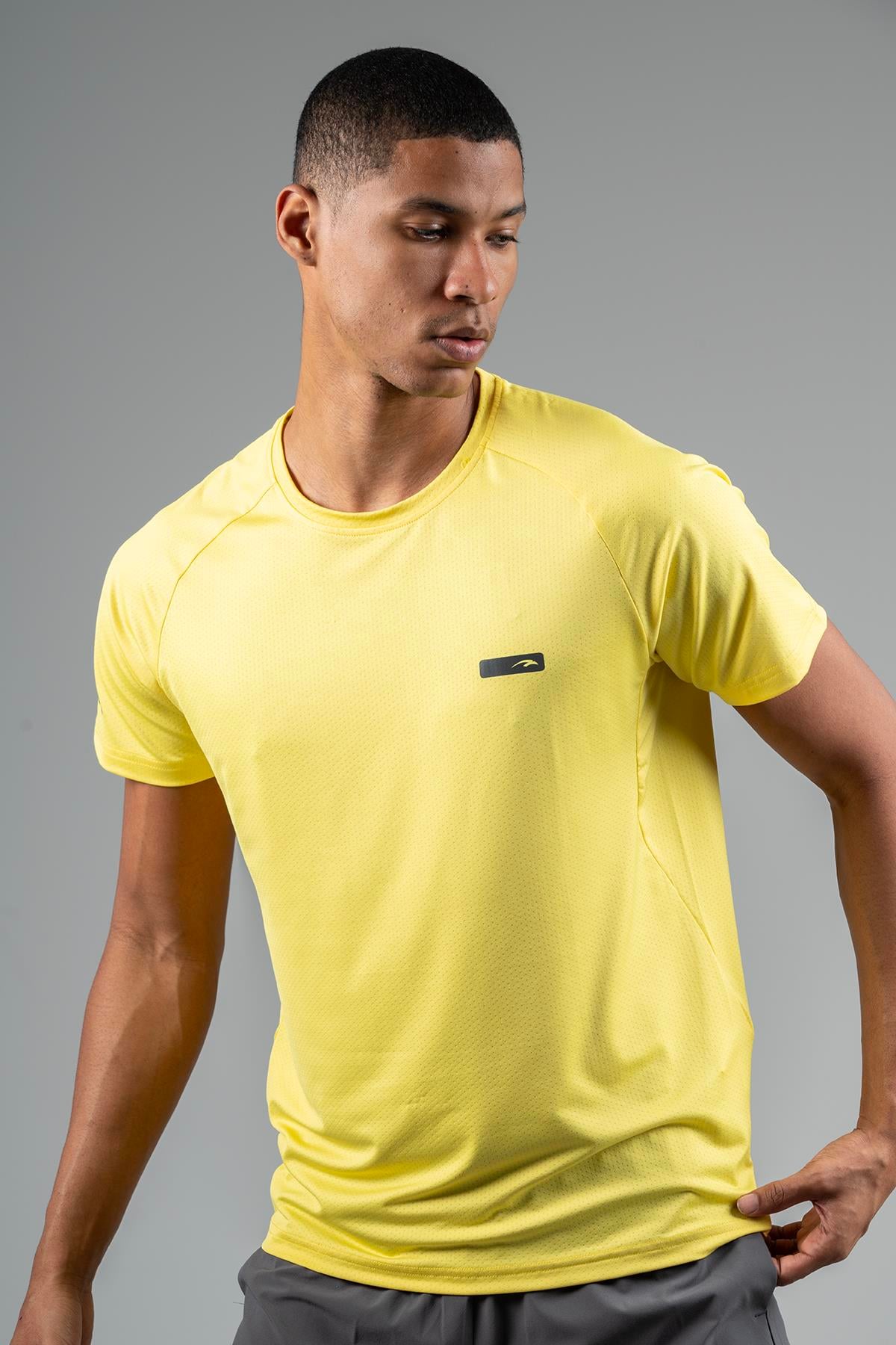 Maraton Active Regular Erkek Bisiklet Yaka  Reglan Kol Koşu Sarı T-shirt 22750