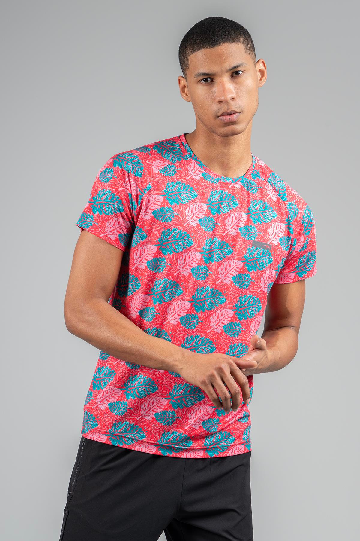 Maraton Active Regular Erkek Bisiklet Yaka  Reglan Kol Koşu Pembe T-shirt 22742