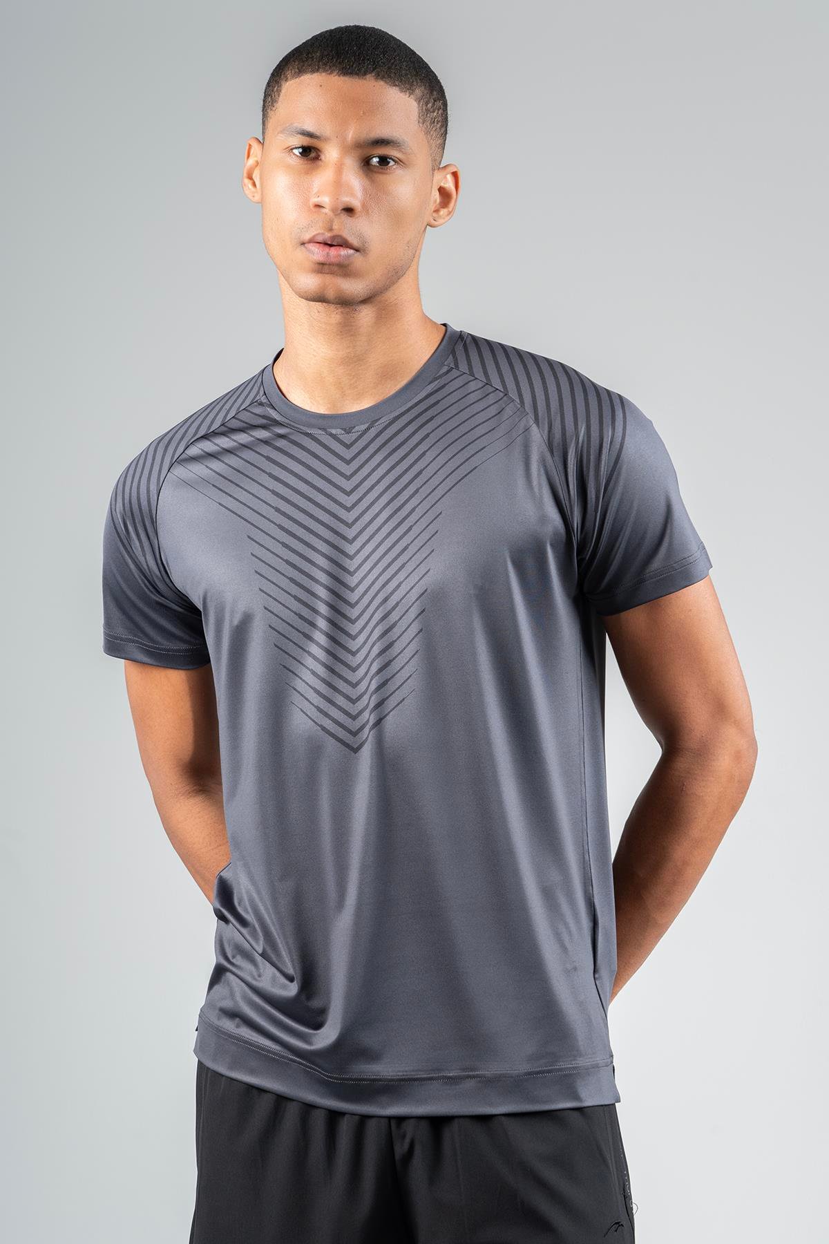 Maraton Active Regular Erkek Bisiklet Yaka  Reglan Kol Koşu Antrasit T-shirt 23219