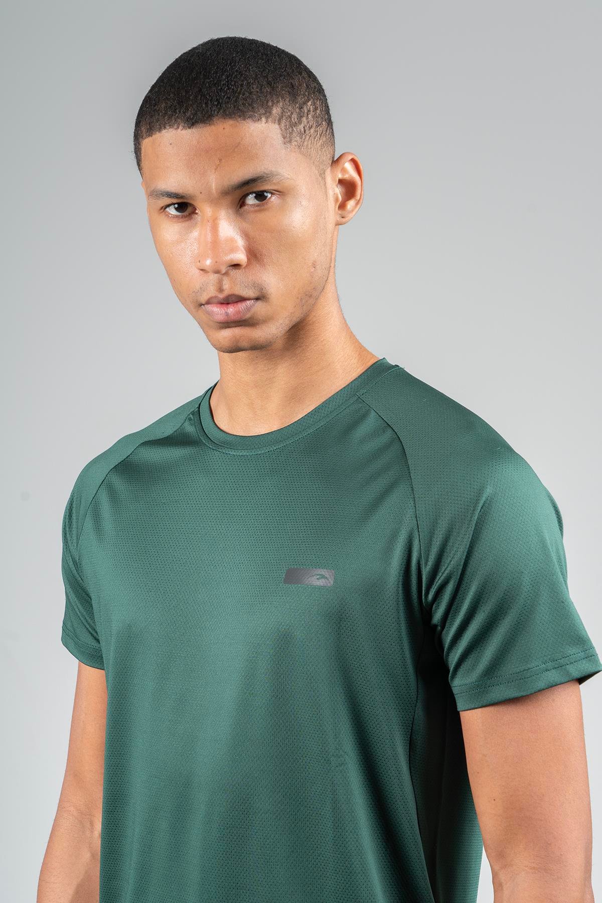 Maraton Active Regular Erkek Bisiklet Yaka  Reglan Kol Koşu Yeşil T-shirt 22750
