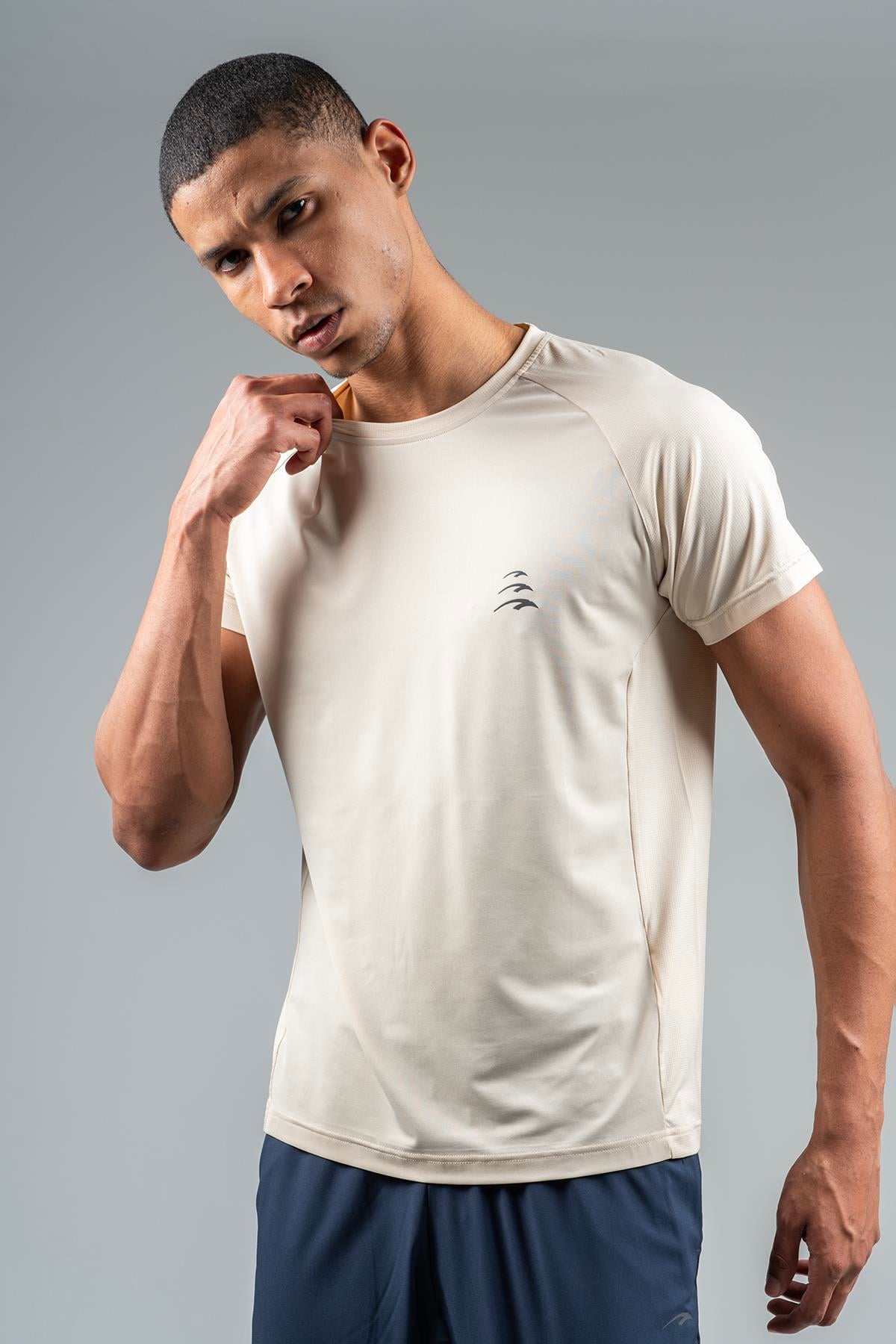 Maraton Active Regular Erkek Bisiklet Yaka  Reglan Kol Koşu Kil Rengi T-shirt 22561