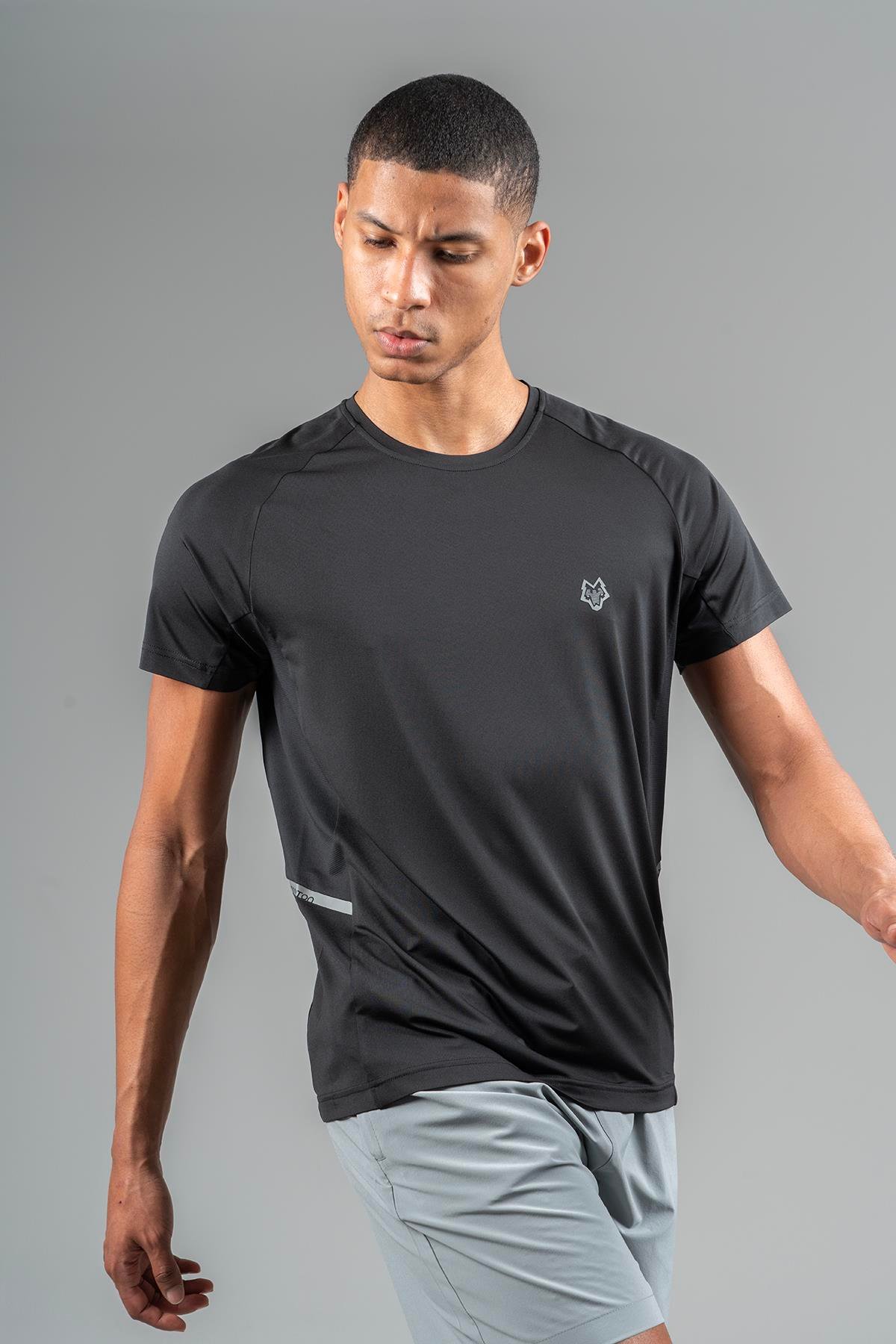 Maraton Active Regular Erkek Bisiklet Yaka  Reglan Kol Gym Siyah T-shirt 22747