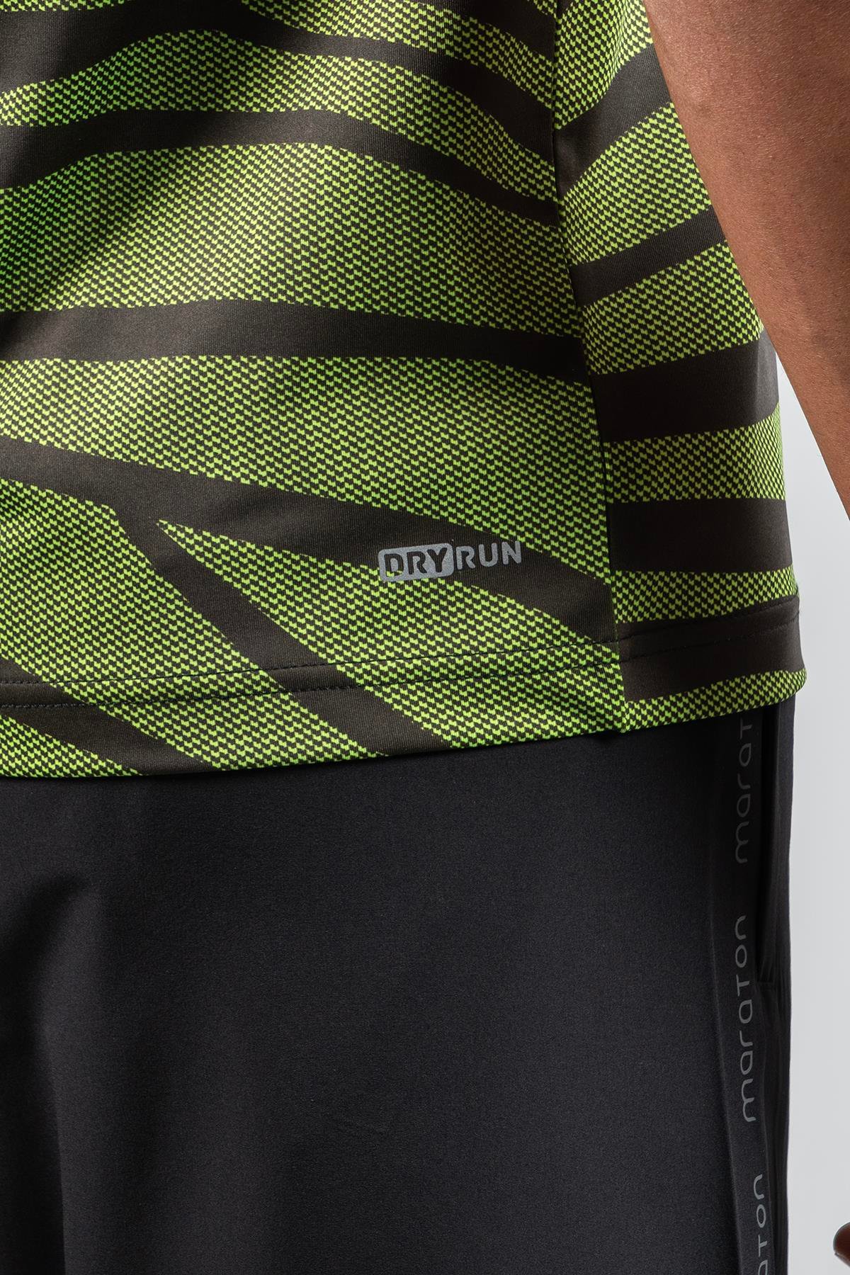 Maraton Active Regular Erkek Bisiklet Yaka  Reglan Kol Koşu Neon Yeşil T-shirt 22734