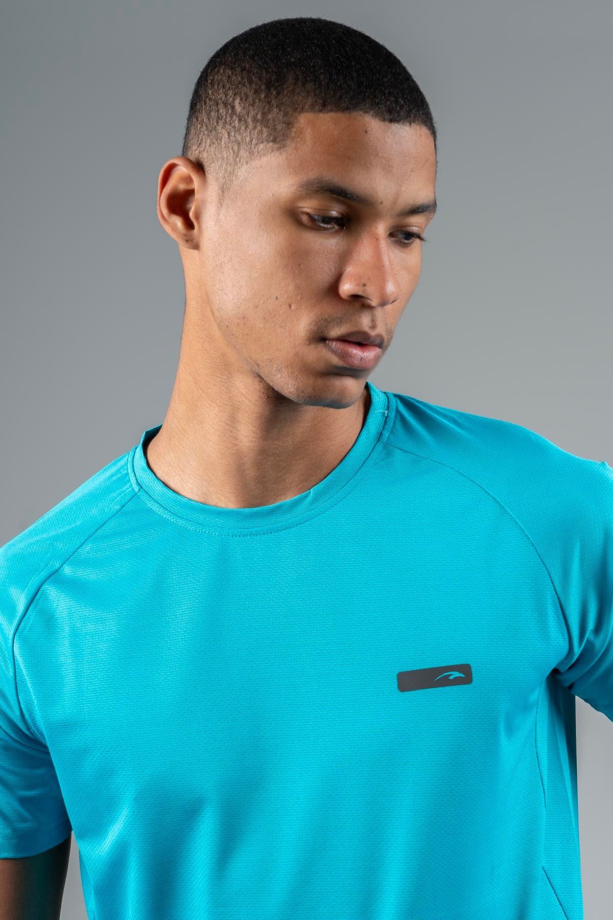 Maraton Active Regular Erkek Bisiklet Yaka  Reglan Kol Koşu MAVİ T-shirt 22750