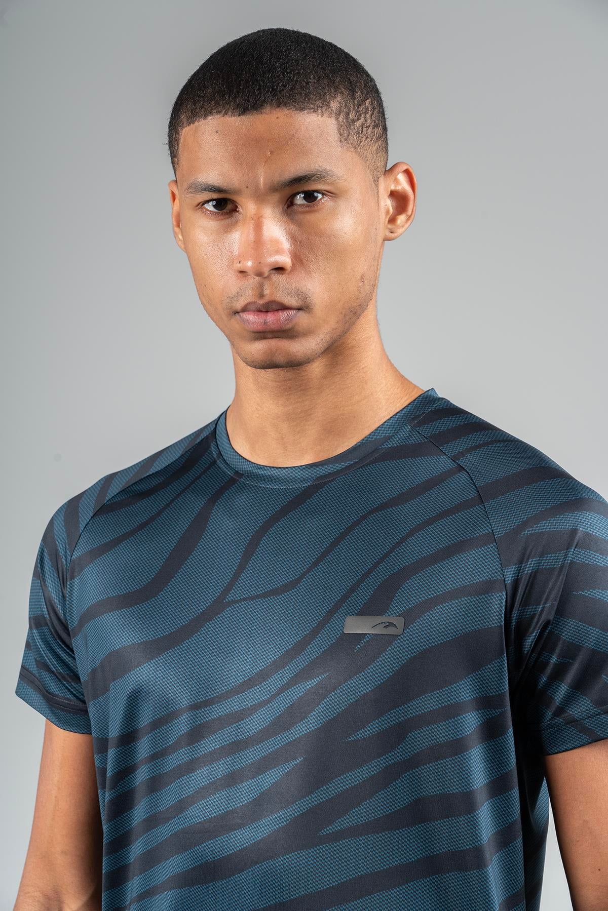 Maraton Active Regular Erkek Bisiklet Yaka  Reglan Kol Koşu Petrol T-shirt 22734