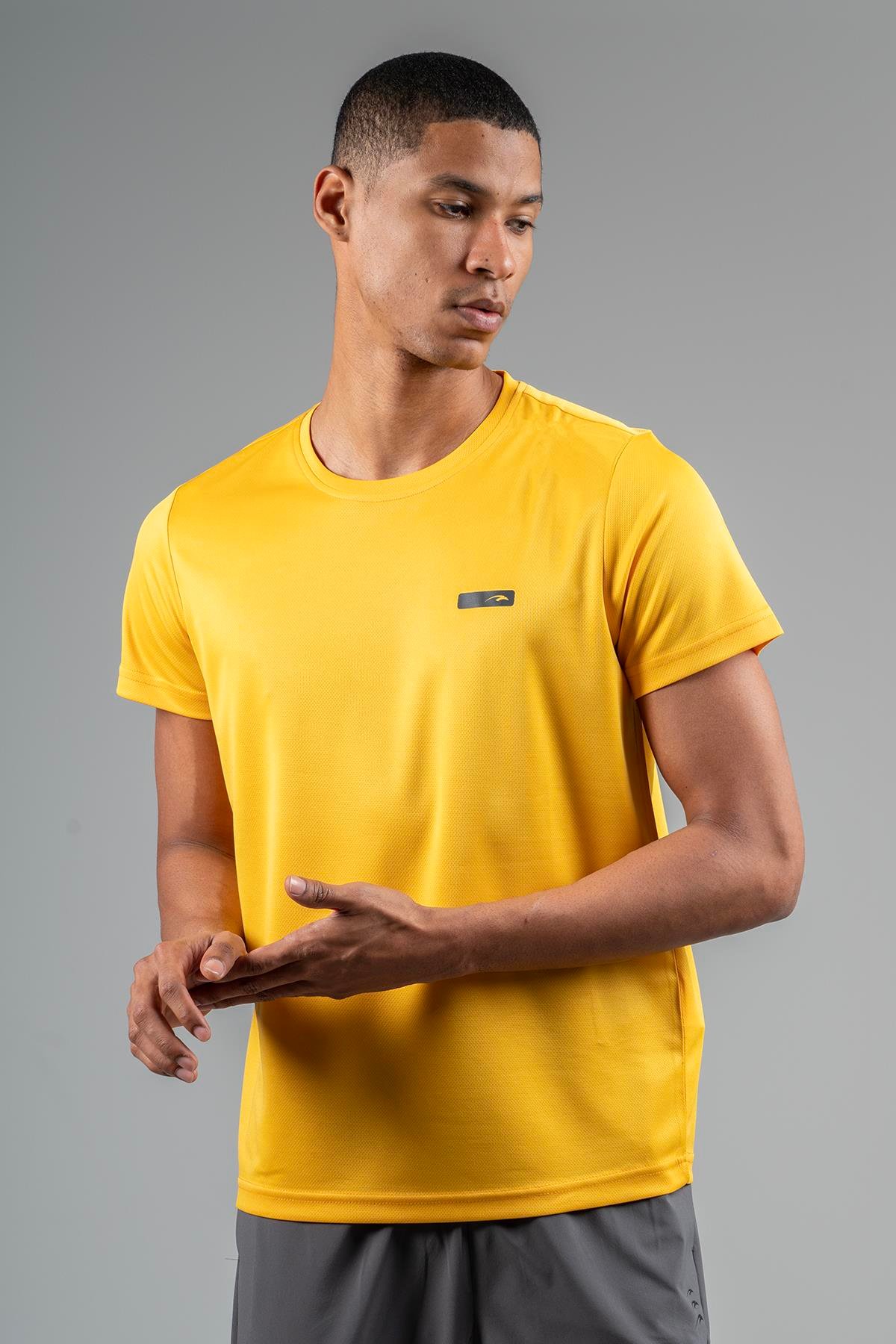 Maraton Active Regular Erkek Bisiklet Yaka  Kısa Kol Koşu Safran T-shirt 22748
