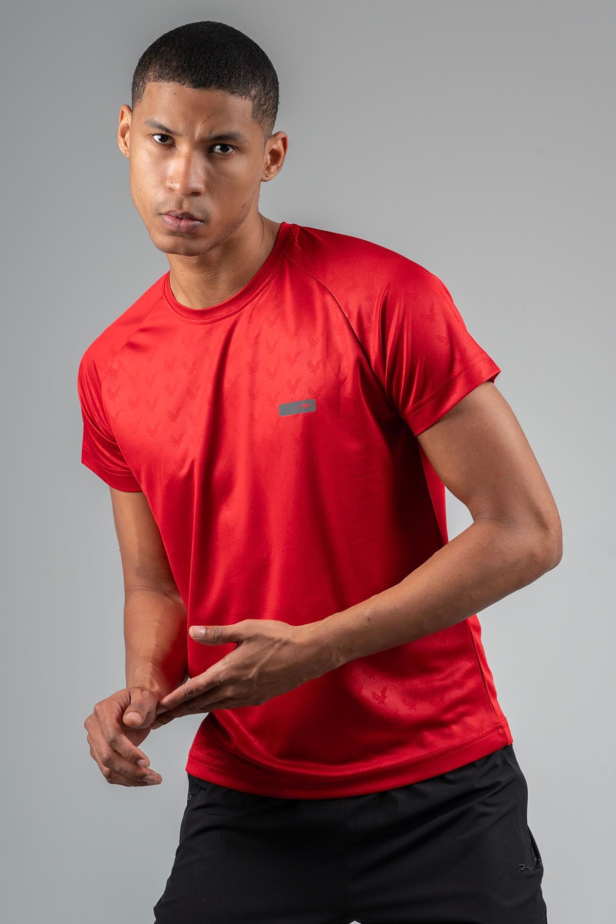 Maraton Active Regular Erkek Bisiklet Yaka  Reglan Kol Koşu Kırmızı T-shirt 22742