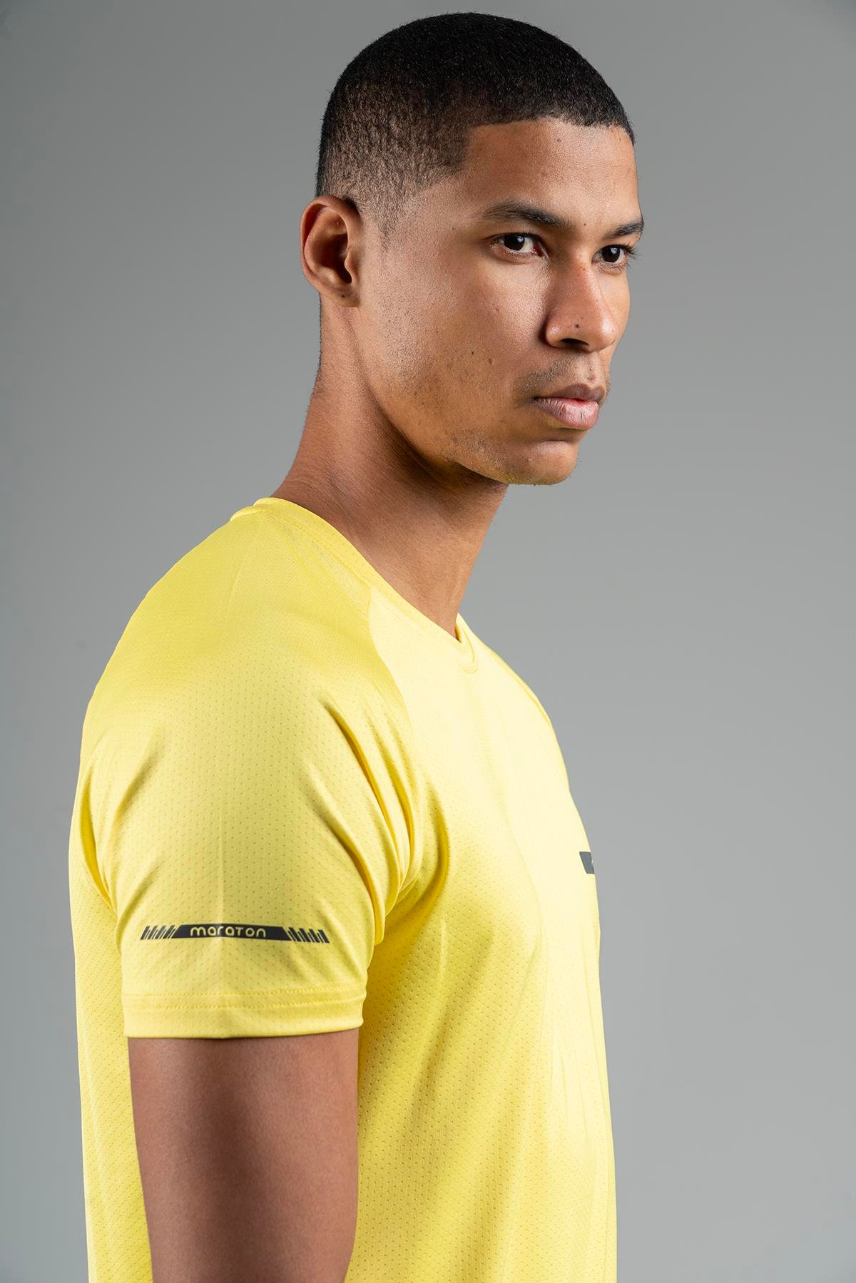 Maraton Active Regular Erkek Bisiklet Yaka  Reglan Kol Koşu Sarı T-shirt 22750