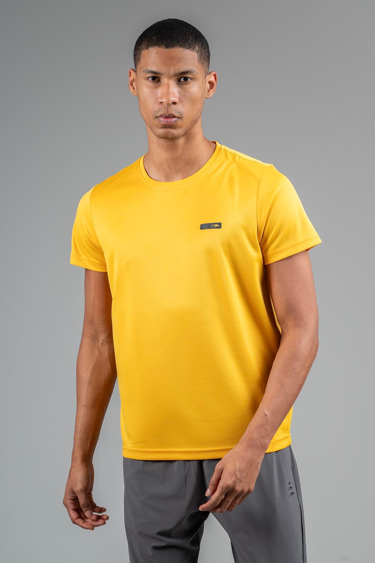 Maraton Active Regular Erkek Bisiklet Yaka  Kısa Kol Koşu Safran T-shirt 22748