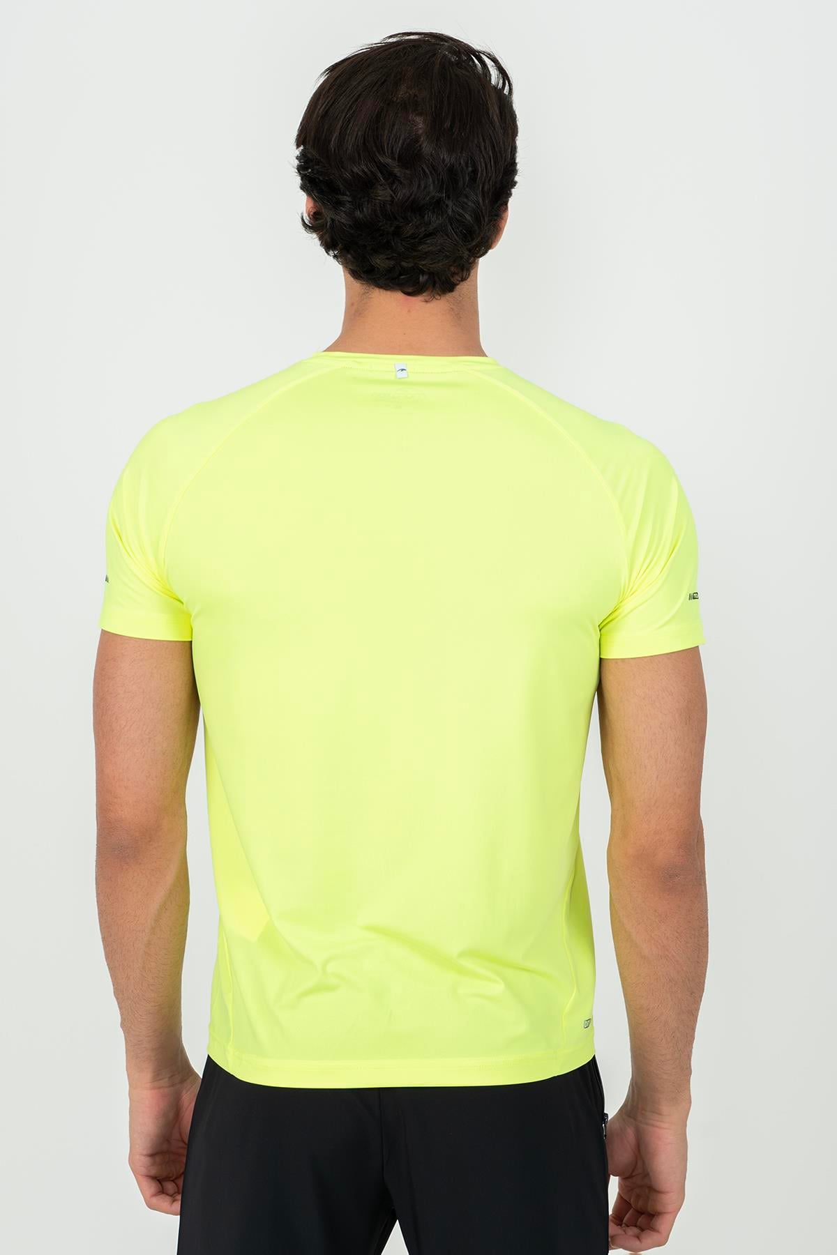 Maraton Active Regular Erkek Bisiklet Yaka  Reglan Kol Koşu Neon Sarı T-shirt 21851