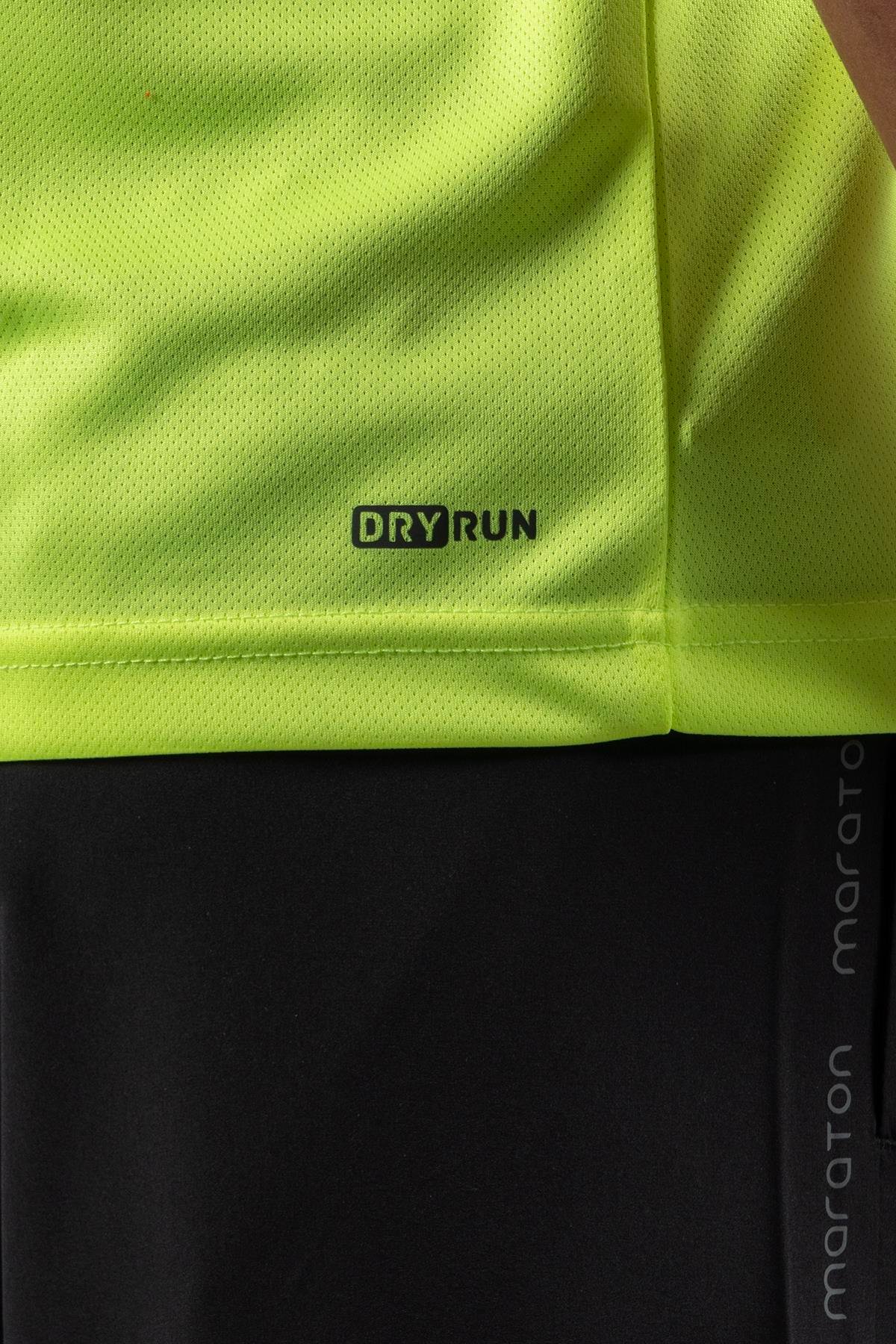Maraton Active Regular Erkek Bisiklet Yaka  Kısa Kol Koşu Neon Sarı T-shirt 22748