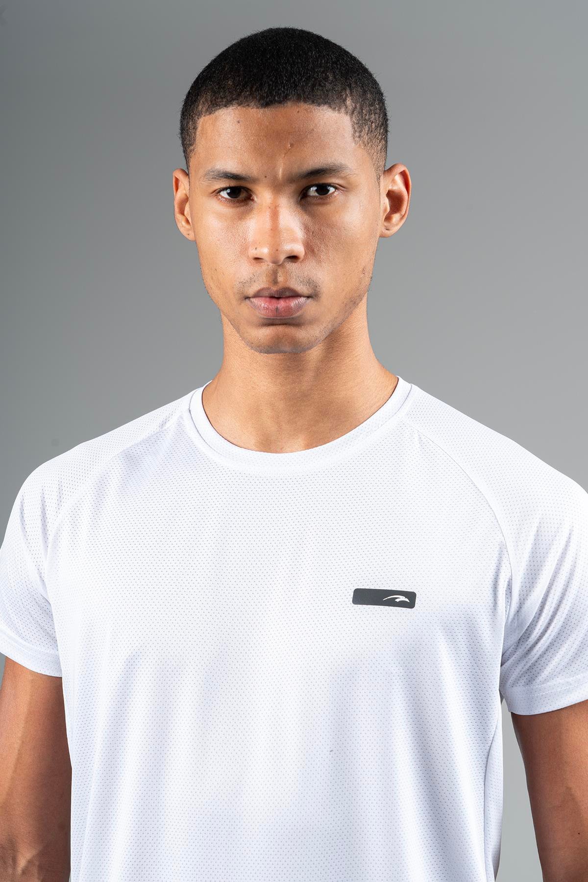 Maraton Active Regular Erkek Bisiklet Yaka  Reglan Kol Koşu Beyaz T-shirt 22750