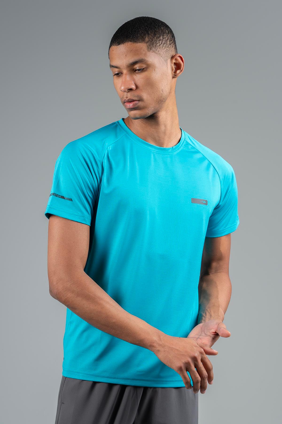 Maraton Active Regular Erkek Bisiklet Yaka  Reglan Kol Koşu MAVİ T-shirt 22750