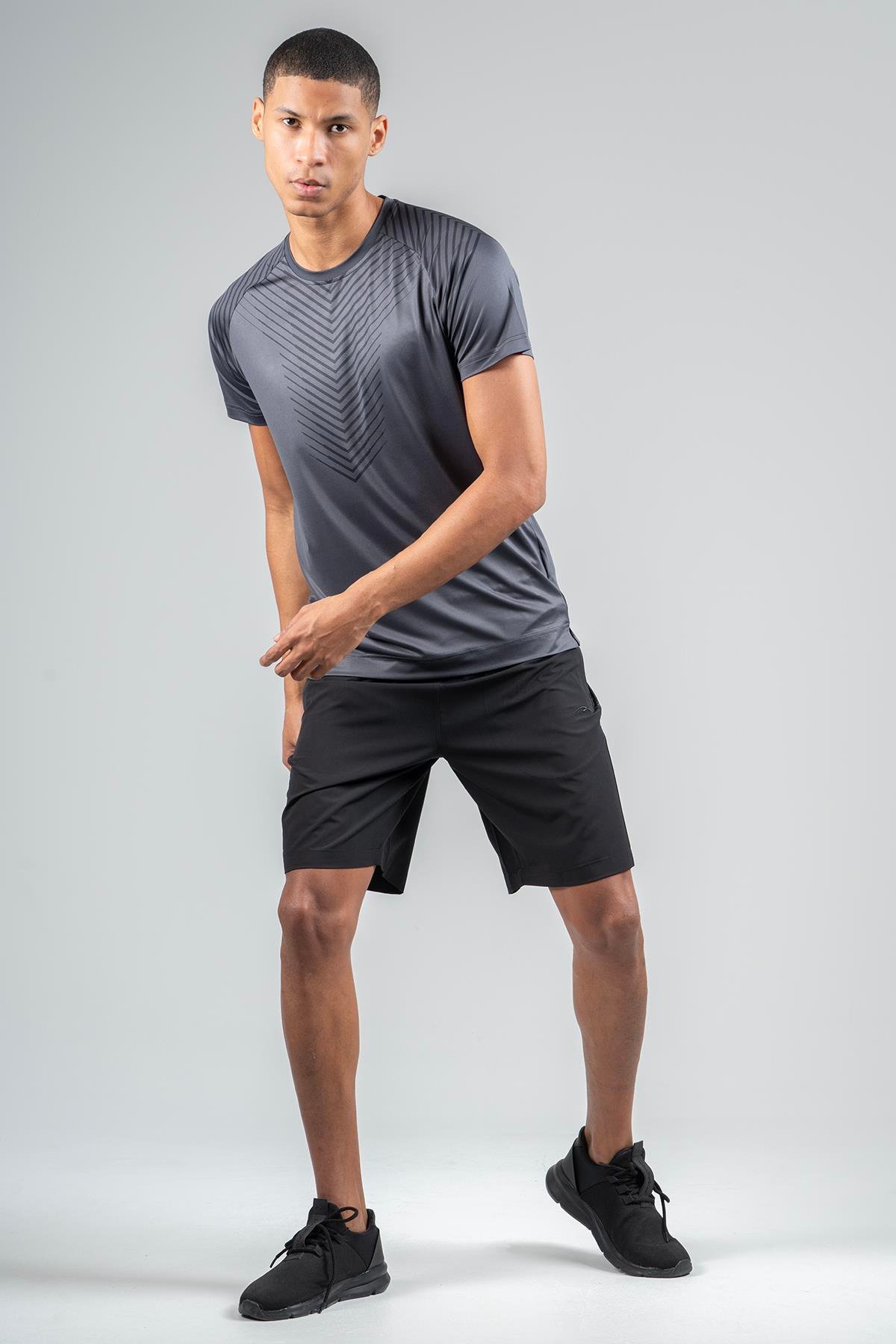 Maraton Active Regular Erkek Bisiklet Yaka  Reglan Kol Koşu Antrasit T-shirt 23219