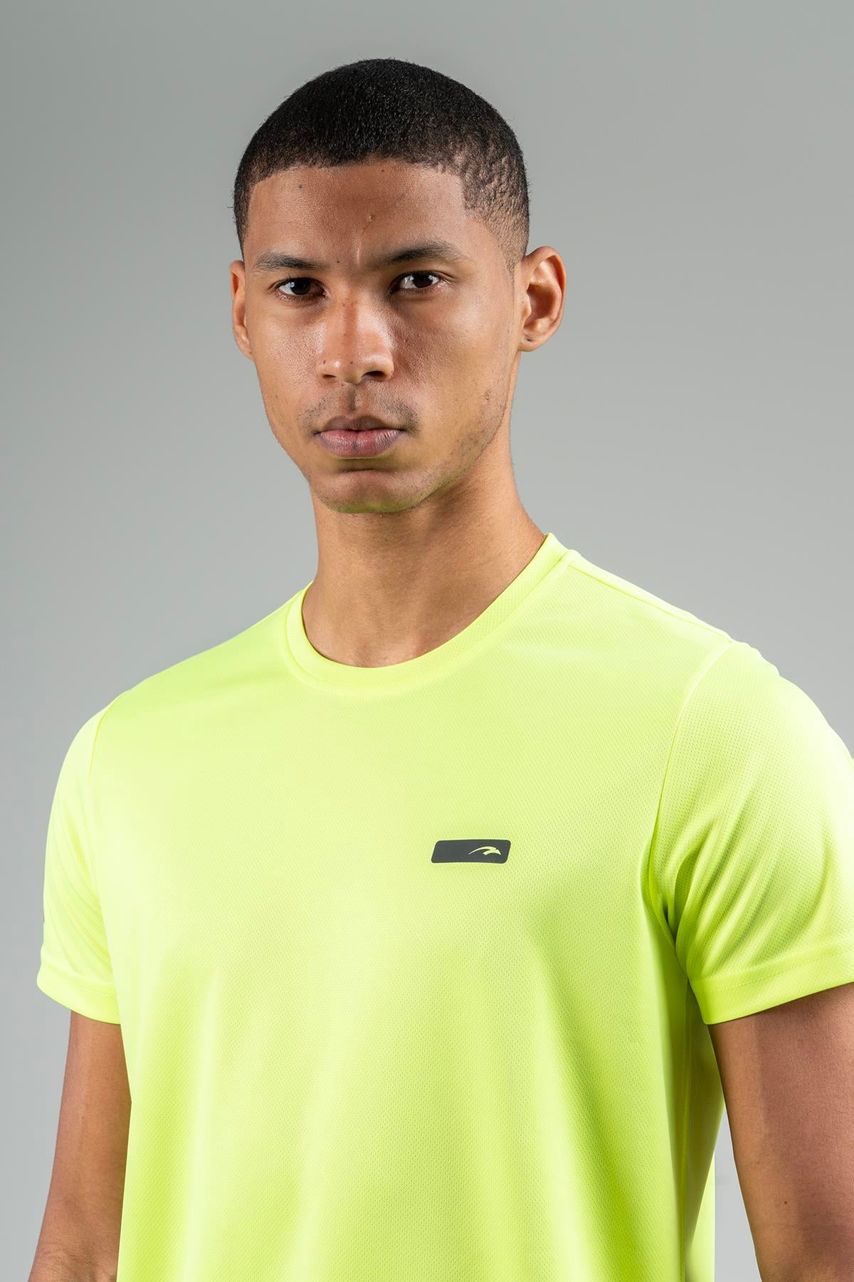 Maraton Active Regular Erkek Bisiklet Yaka  Kısa Kol Koşu Neon Sarı T-shirt 22748
