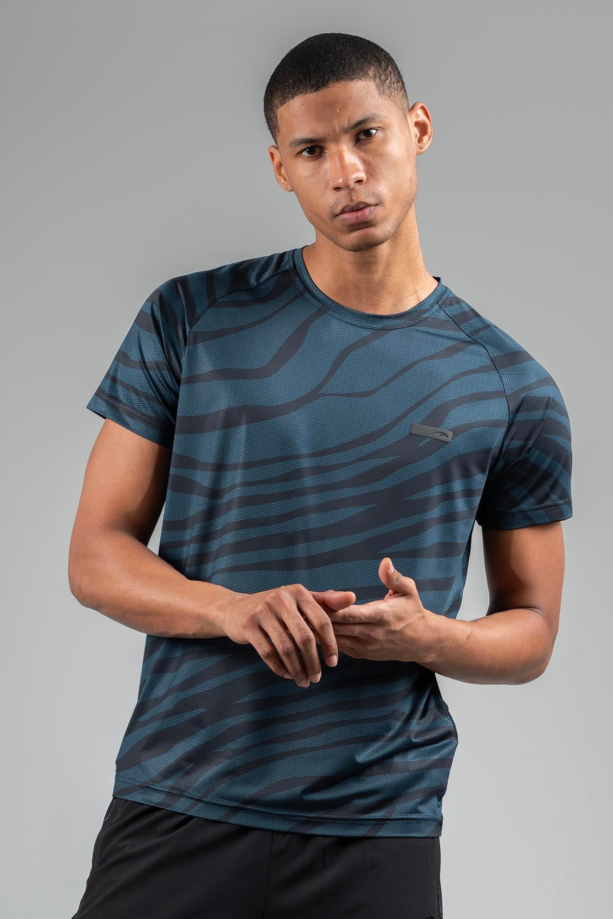 Maraton Active Regular Erkek Bisiklet Yaka  Reglan Kol Koşu Petrol T-shirt 22734