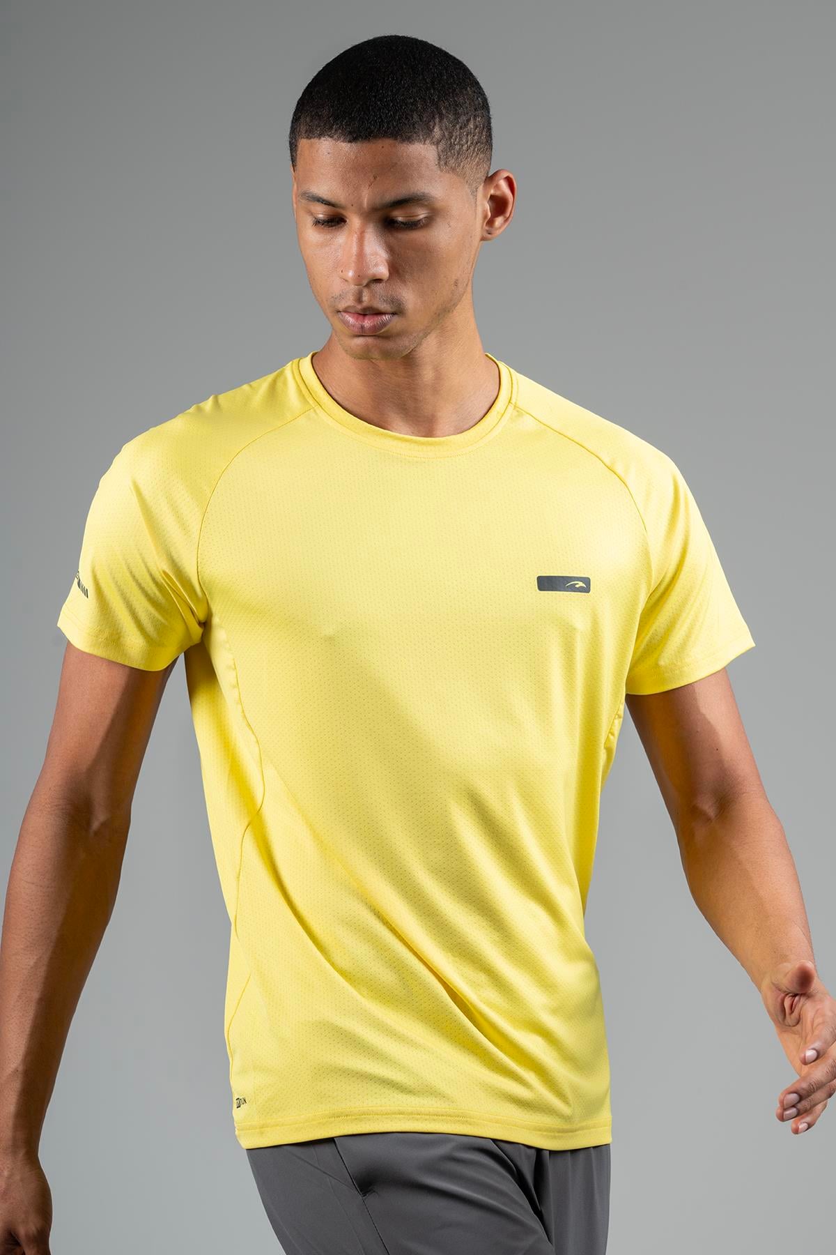 Maraton Active Regular Erkek Bisiklet Yaka  Reglan Kol Koşu Sarı T-shirt 22750