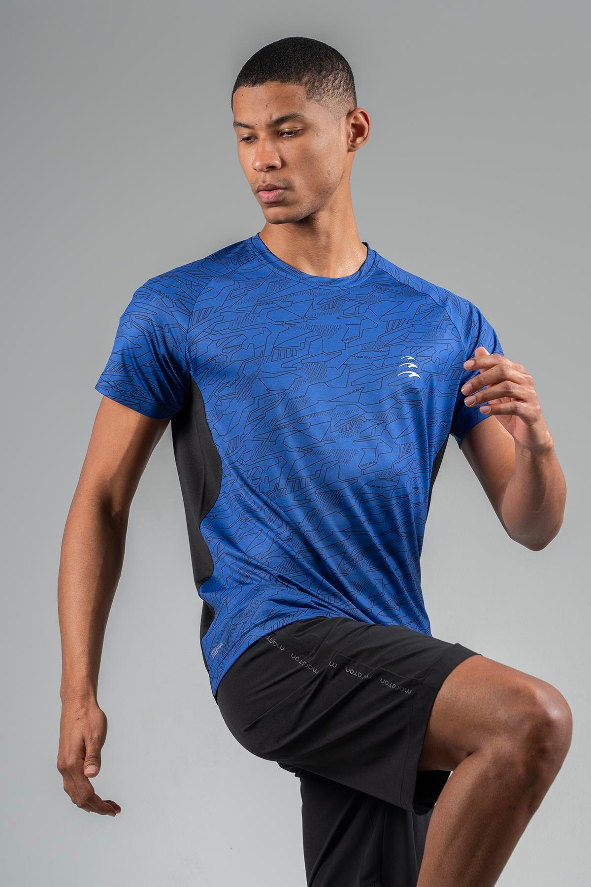 Maraton Active Regular Erkek Bisiklet Yaka  Reglan Kol Koşu Saks T-shirt 22753
