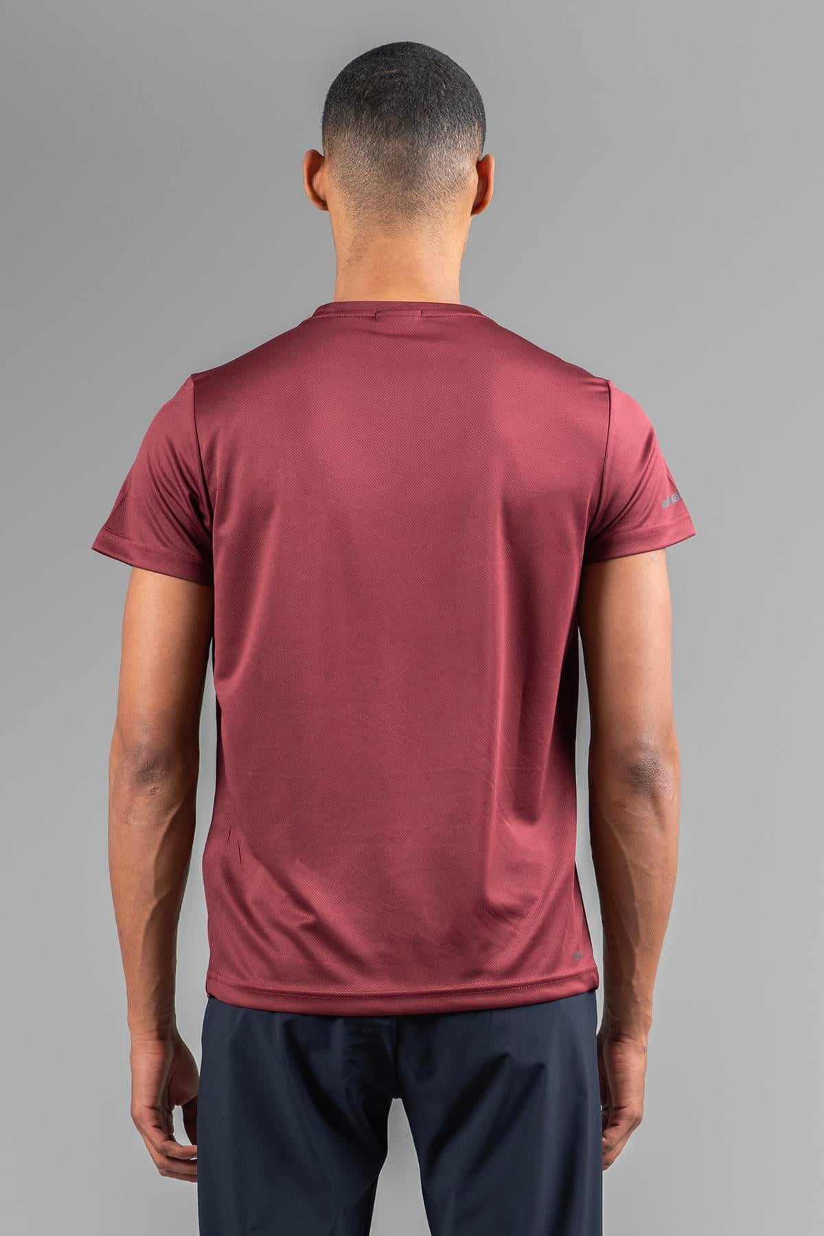 Maraton Active Regular Erkek Bisiklet Yaka  Kısa Kol Koşu Bordo T-shirt 22748